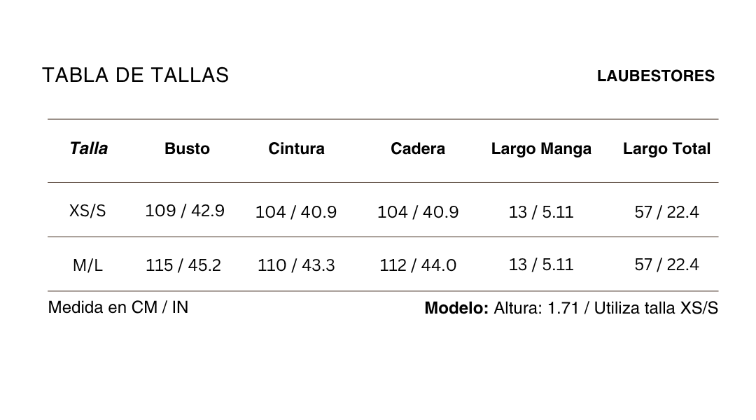 Tabla de tallas