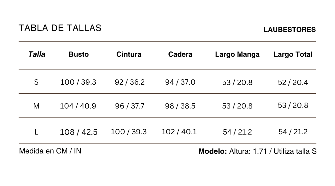 Tabla de tallas