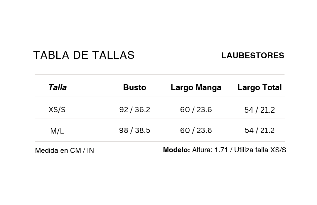 Tabla de tallas