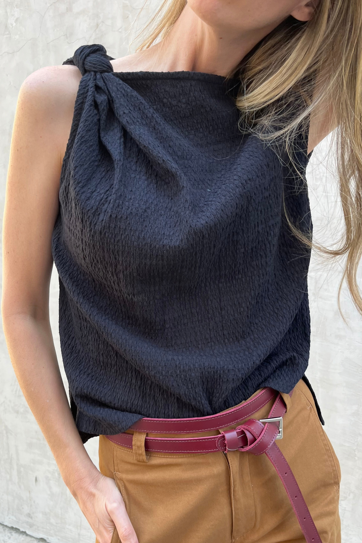 Top Perle Algodón Negro