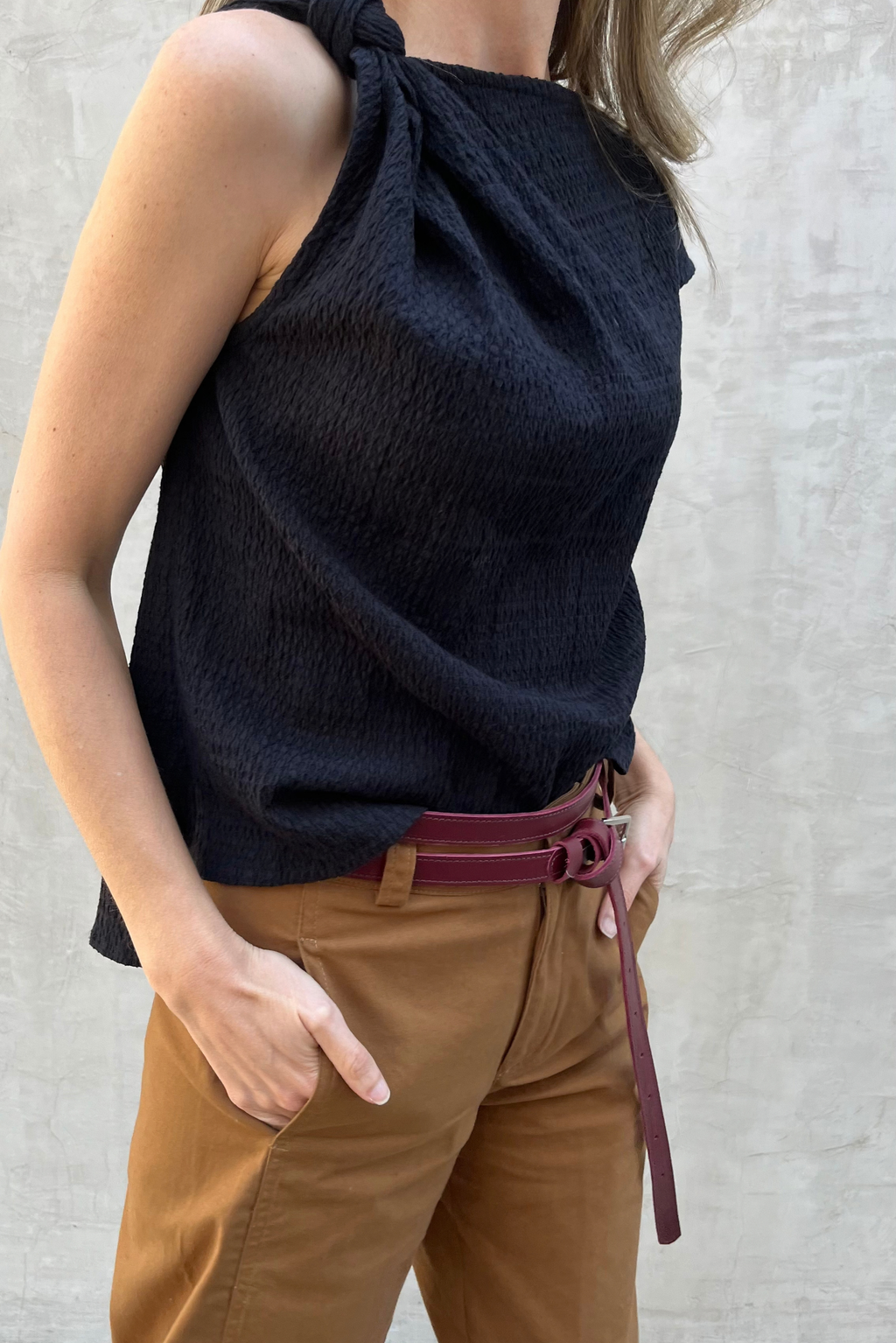 Top Perle Algodón Negro