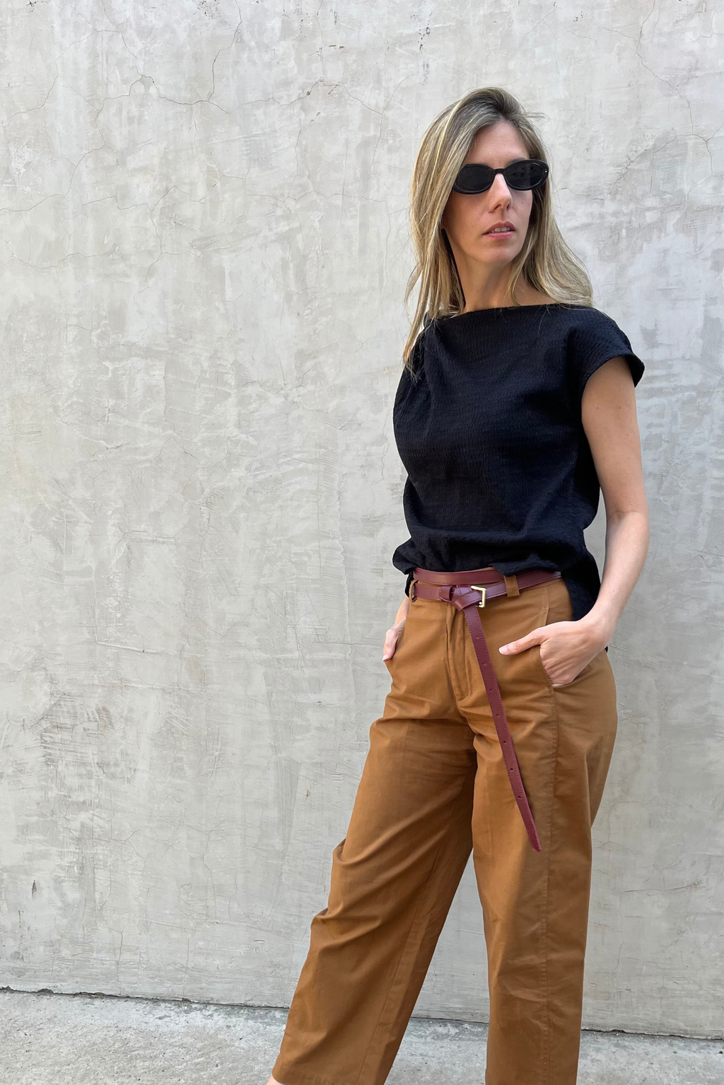 Top Perle Algodón Negro