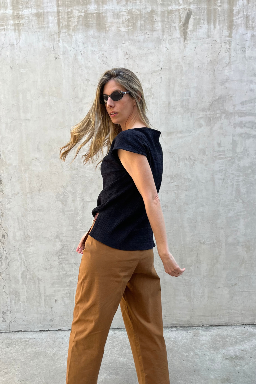 Top Perle Algodón Negro