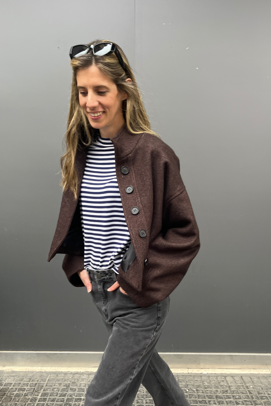 Chaqueta Prunelliere Lana Burdeo Oscuro
