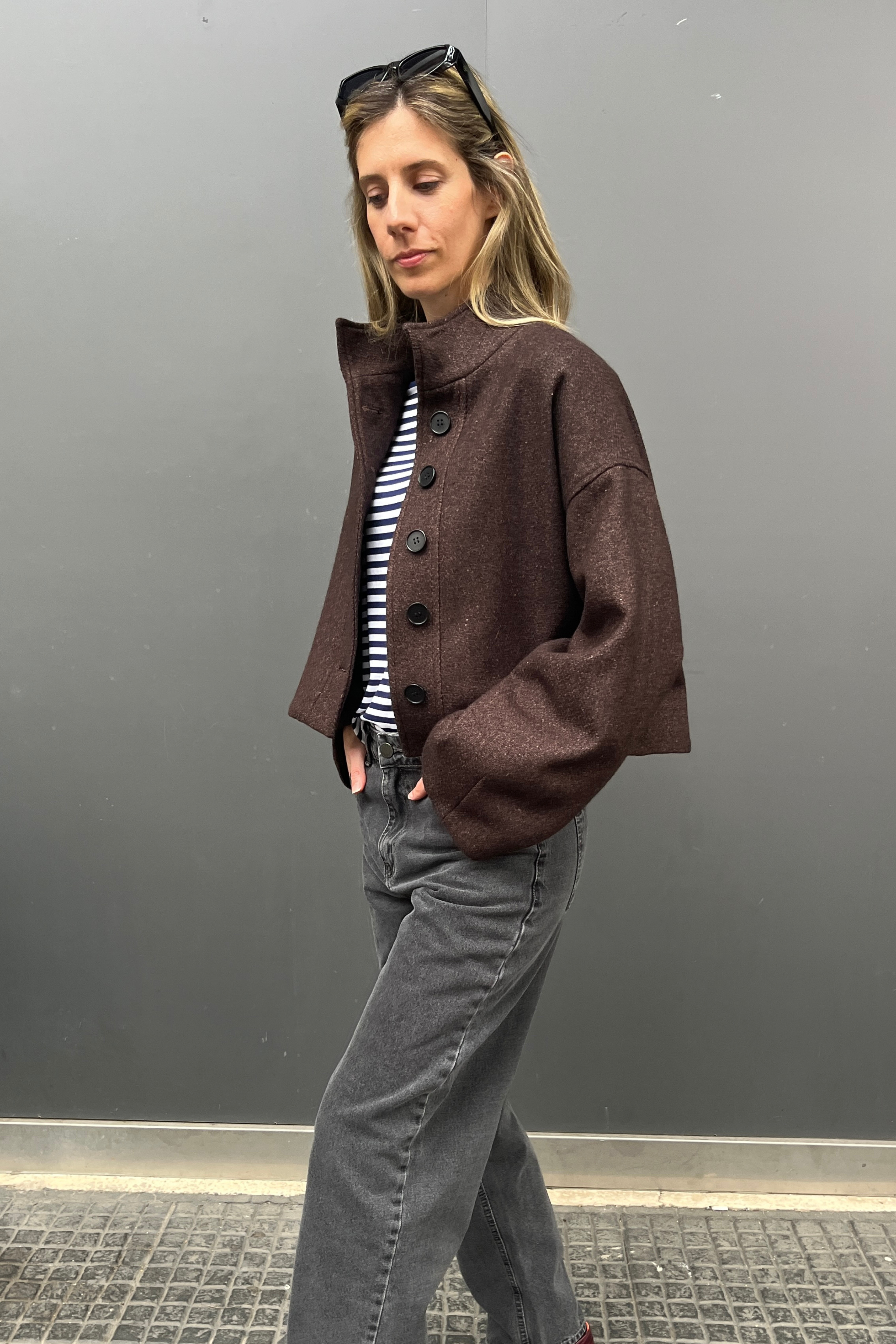 Chaqueta Prunelliere Lana Burdeo Oscuro