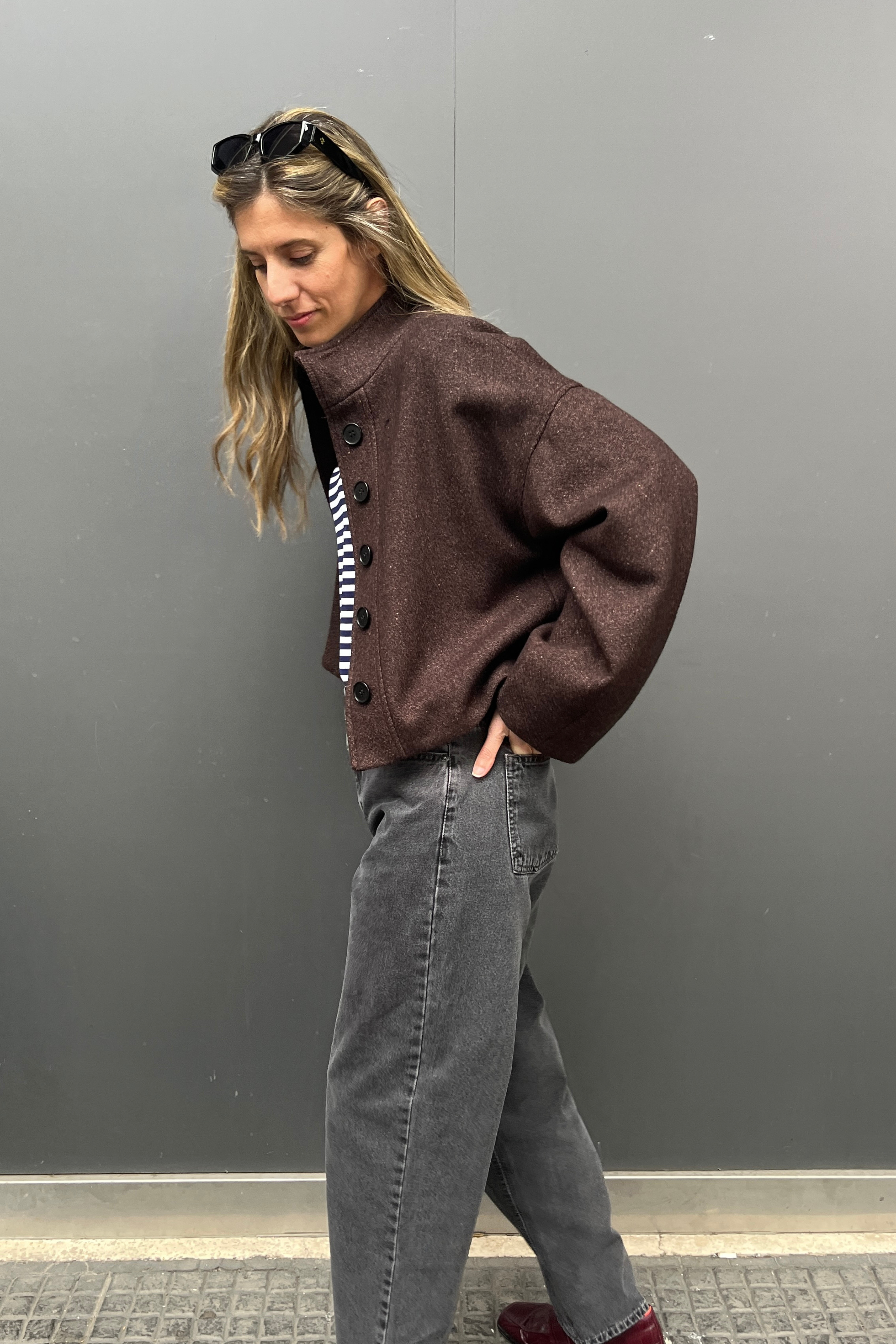Chaqueta Prunelliere Lana Burdeo Oscuro