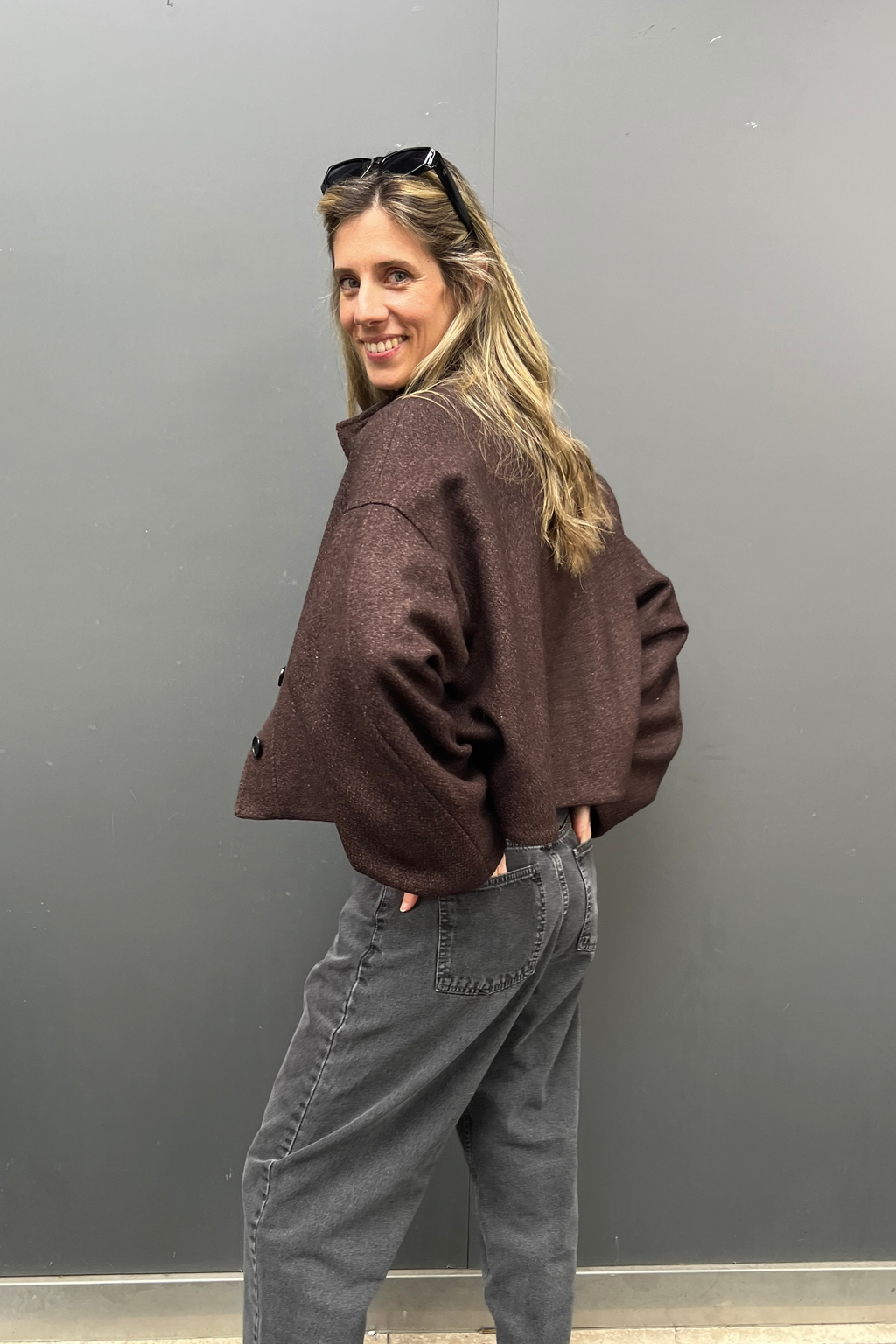 Chaqueta Prunelliere Lana Burdeo Oscuro