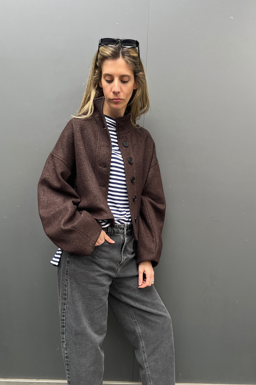 Chaqueta Prunelliere Lana Burdeo Oscuro