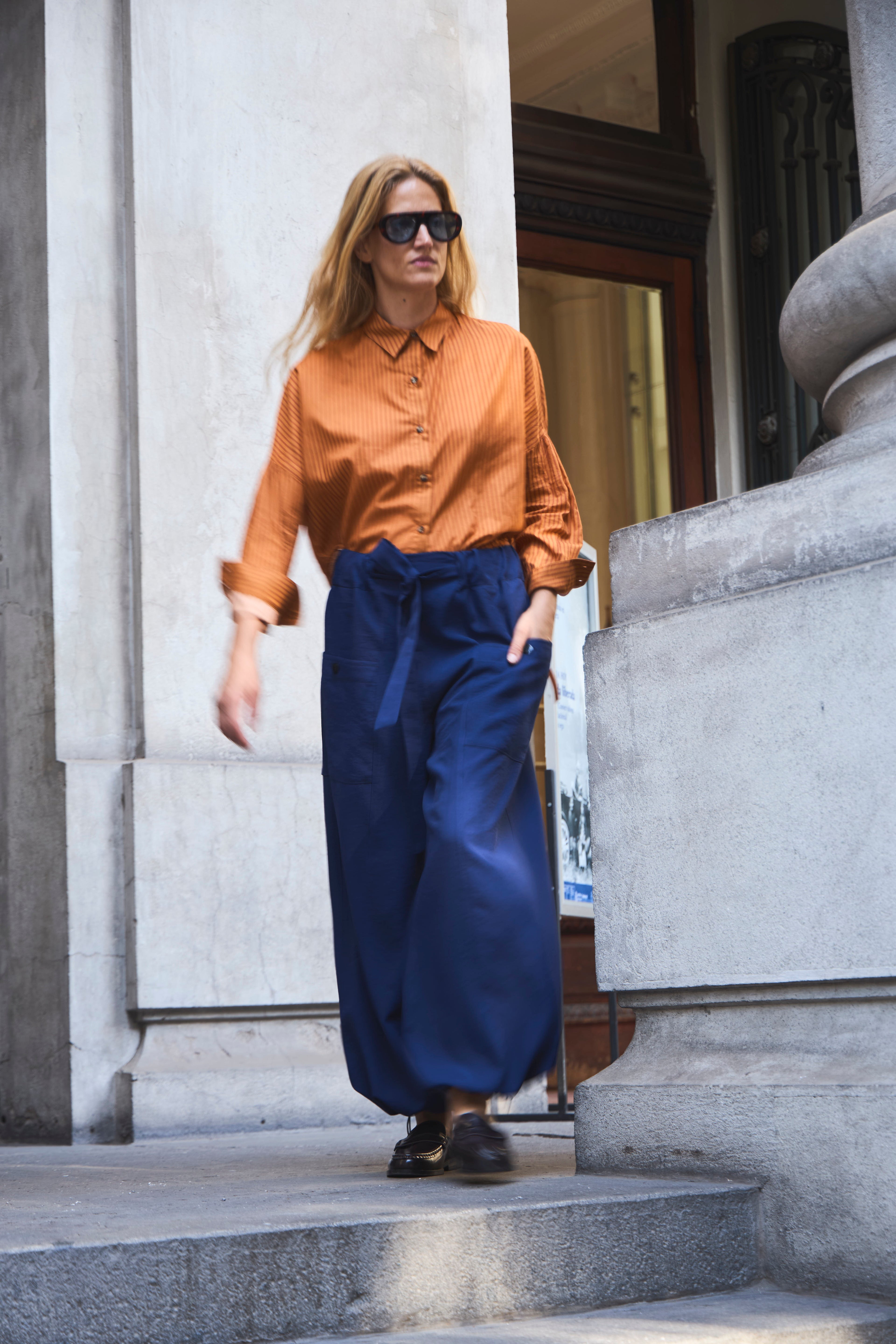 Blusa Ete 100% Algodón Listada Naranja