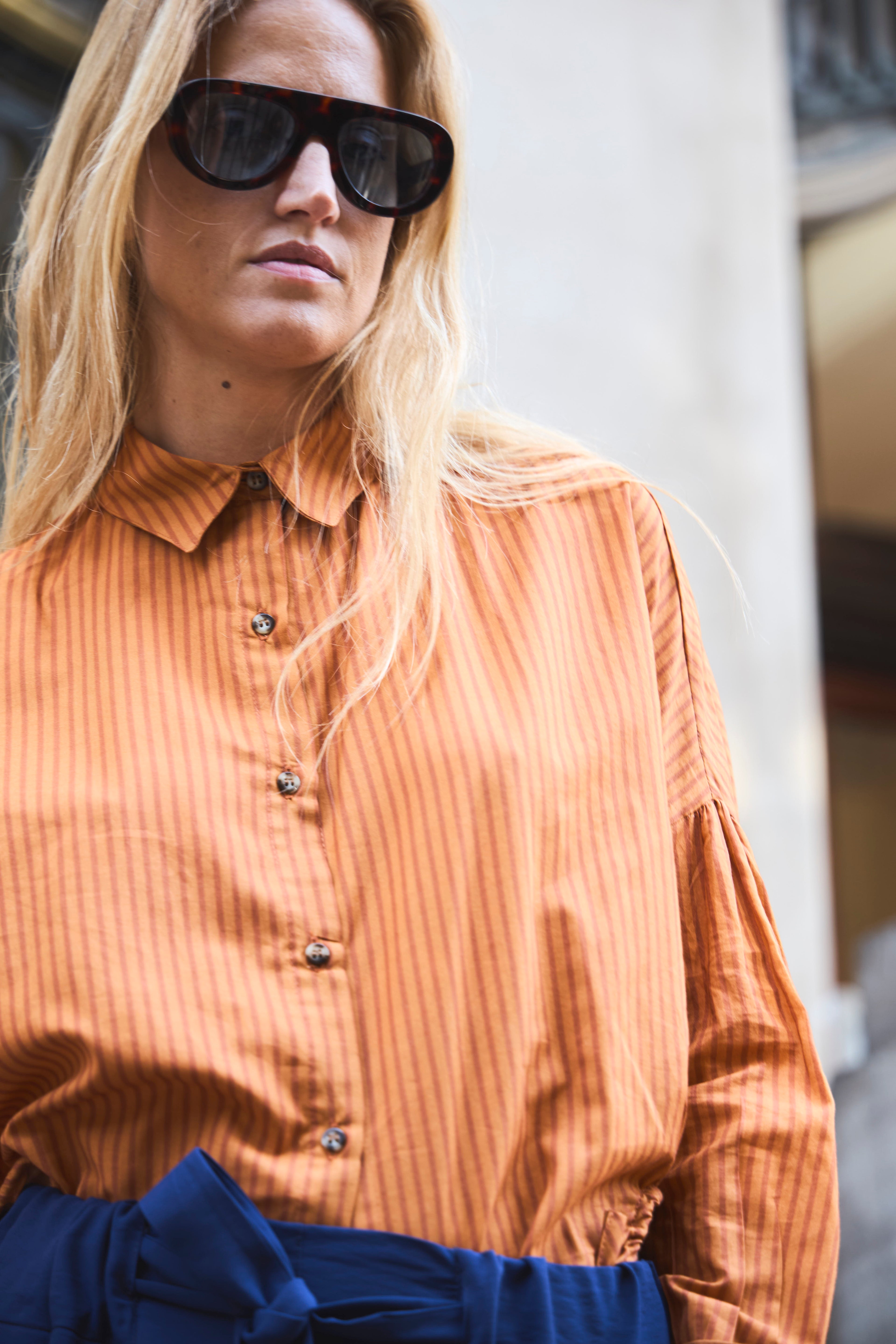 Blusa Ete 100% Algodón Listada Naranja
