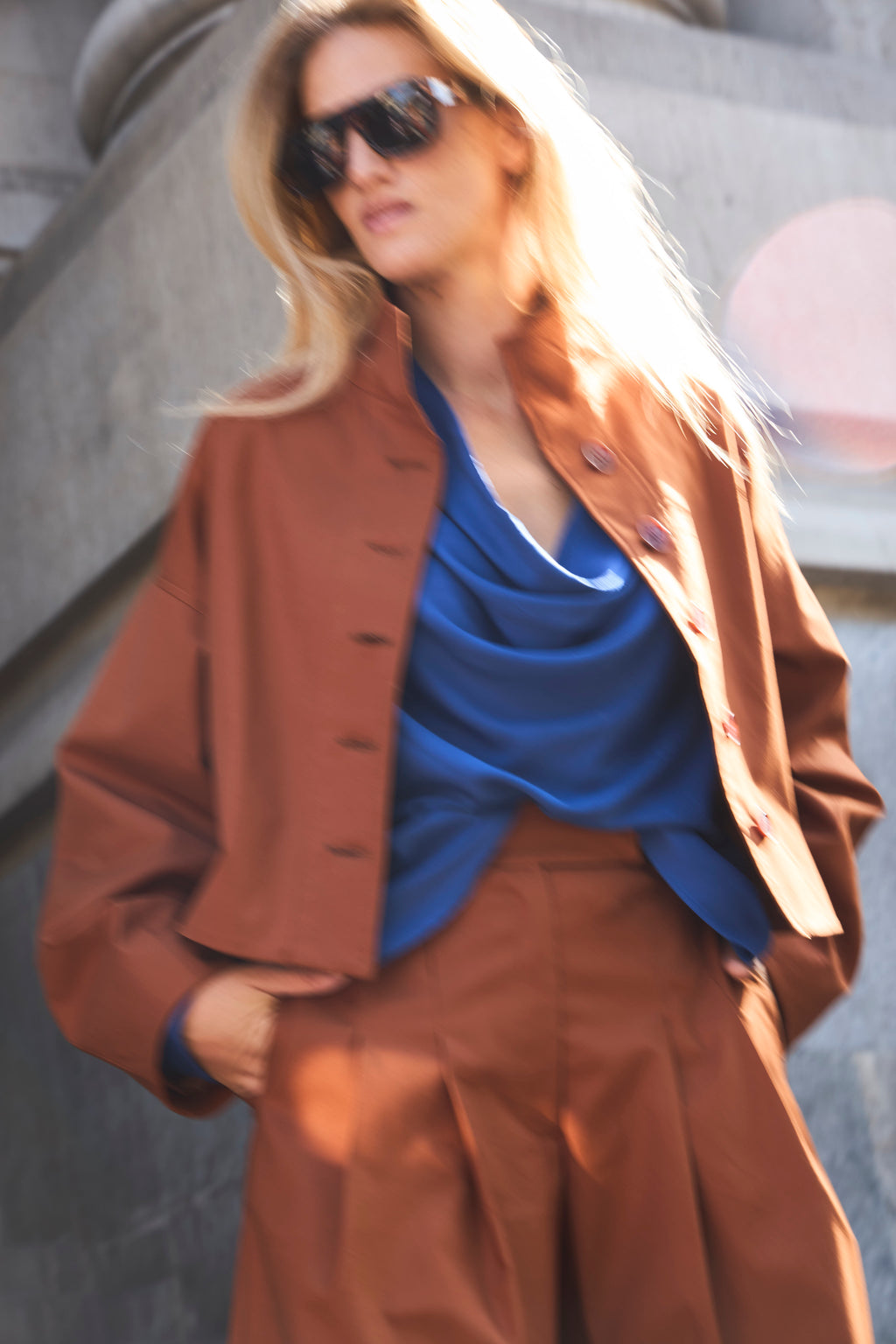 Chaqueta Prunelliere Algodón Camel Oscuro