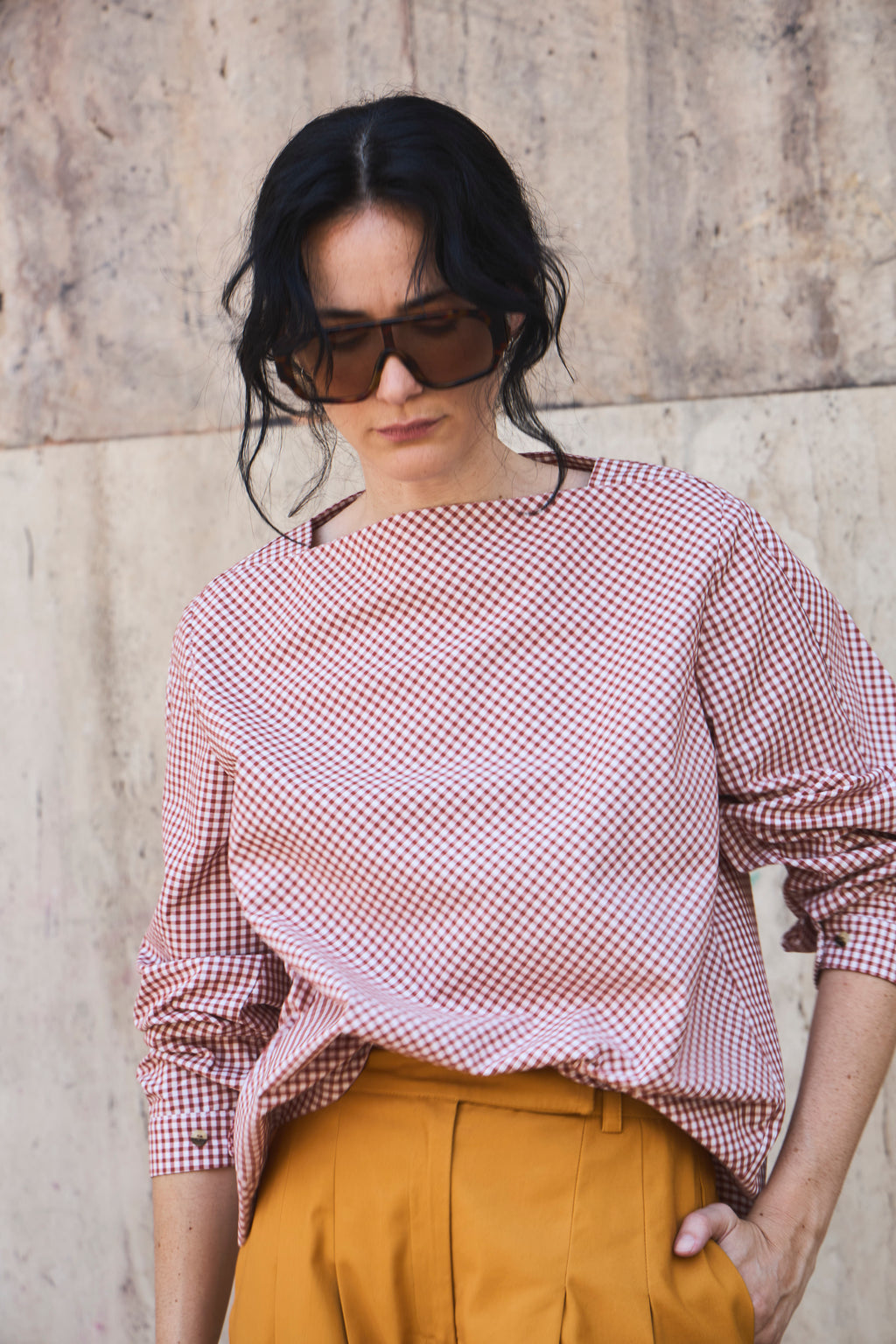 Blusa Ancrage Cuadrillé Terracota