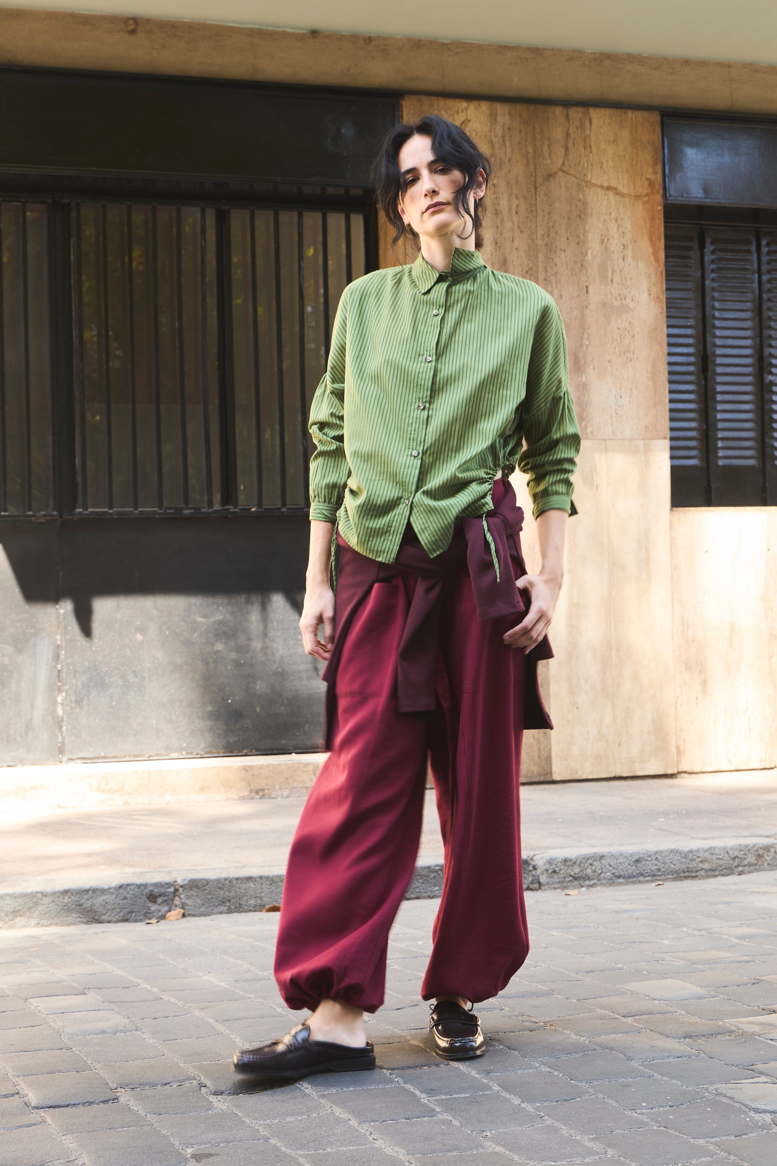 Blusa Ete 100% Algodón Listada Verde