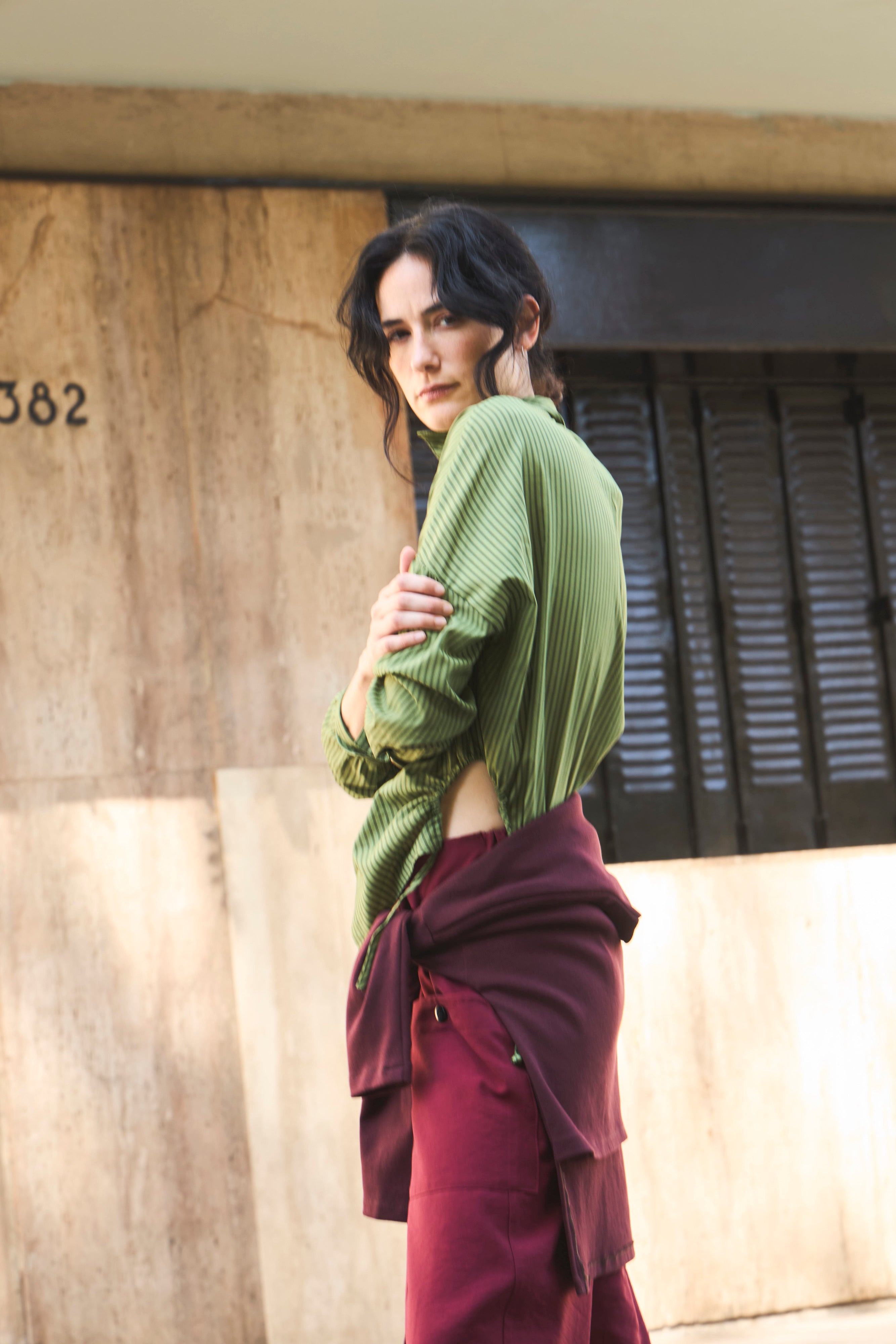 Blusa Ete 100% Algodón Listada Verde