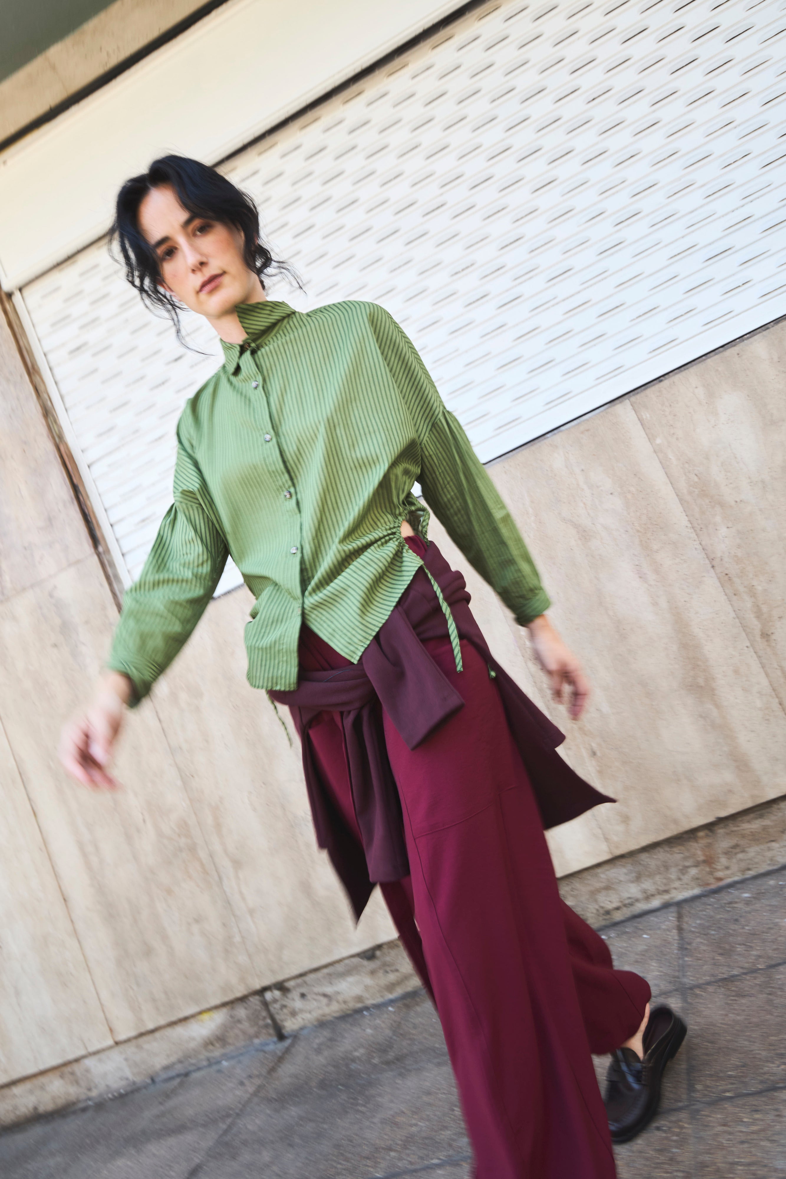 Blusa Ete 100% Algodón Listada Verde