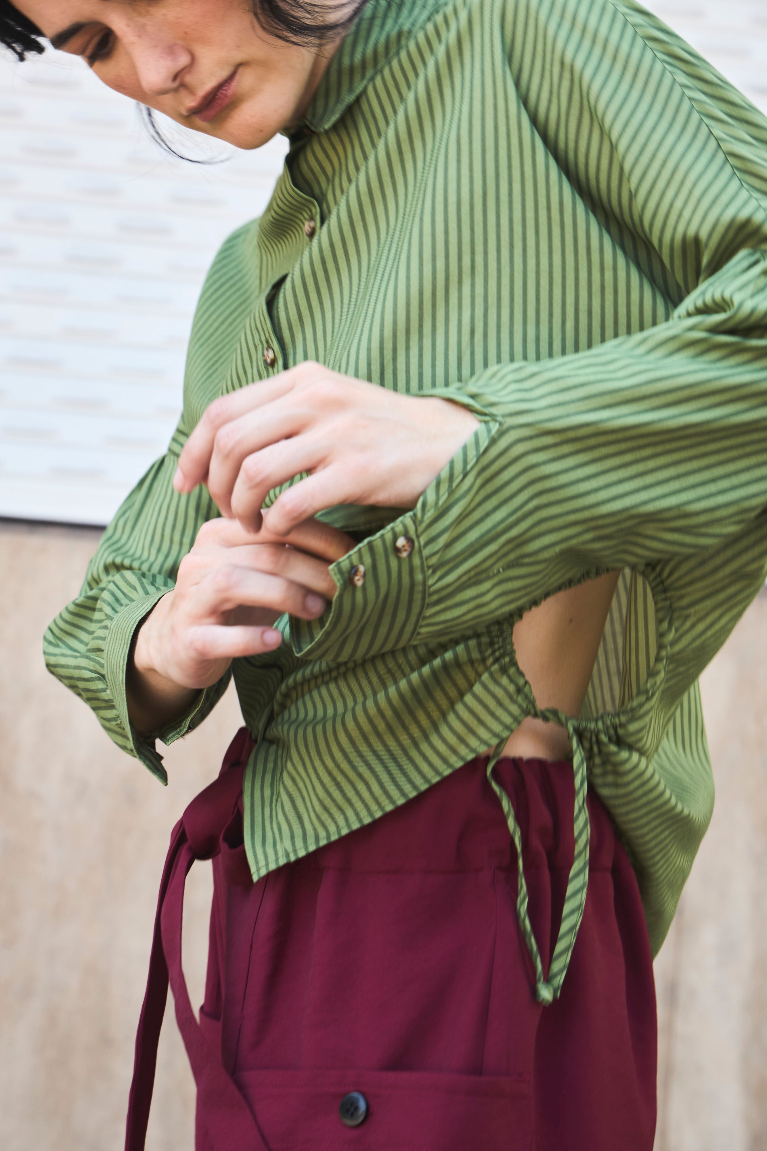 Blusa Ete 100% Algodón Listada Verde