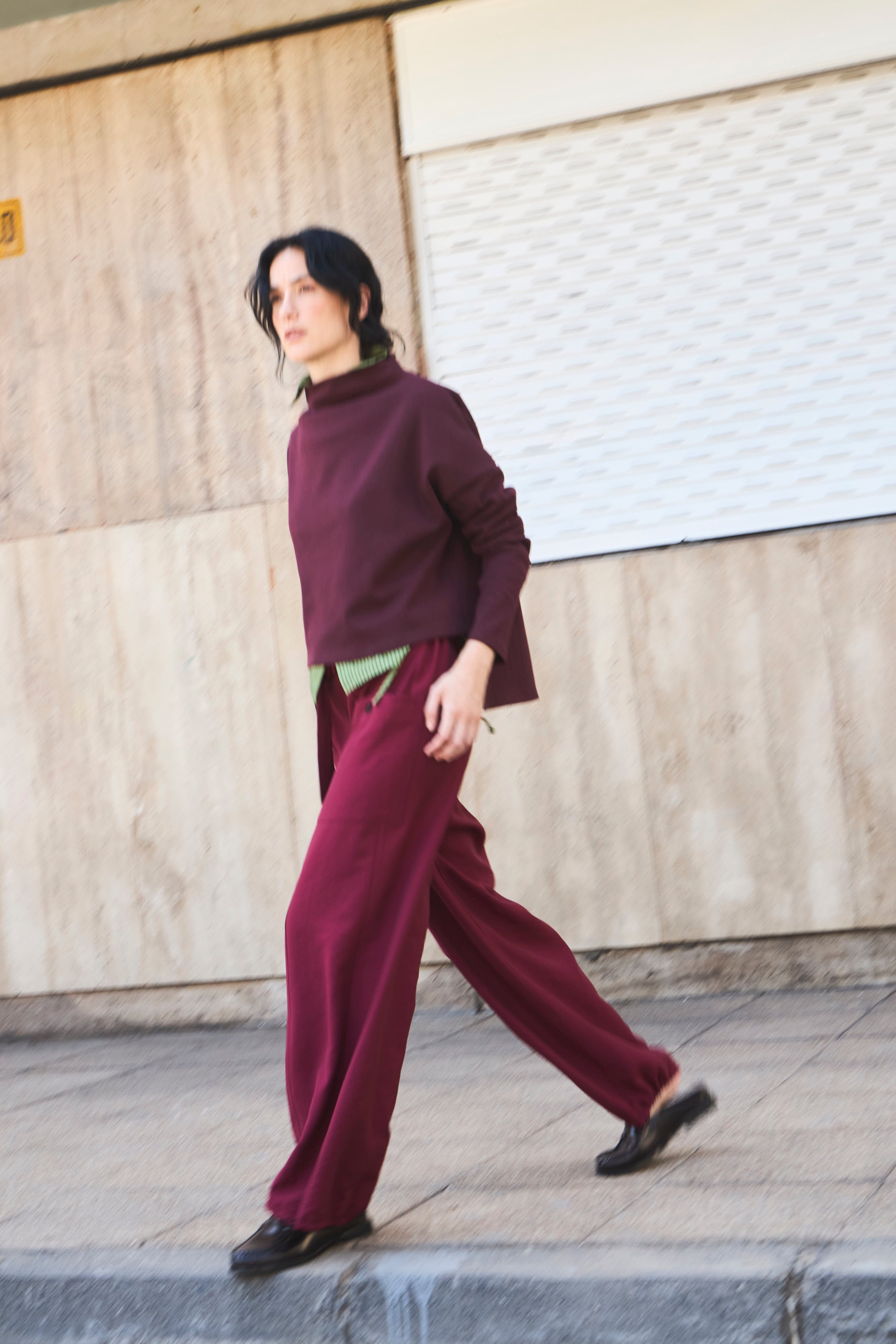 Top Polerón Abime Algodón Burdeo