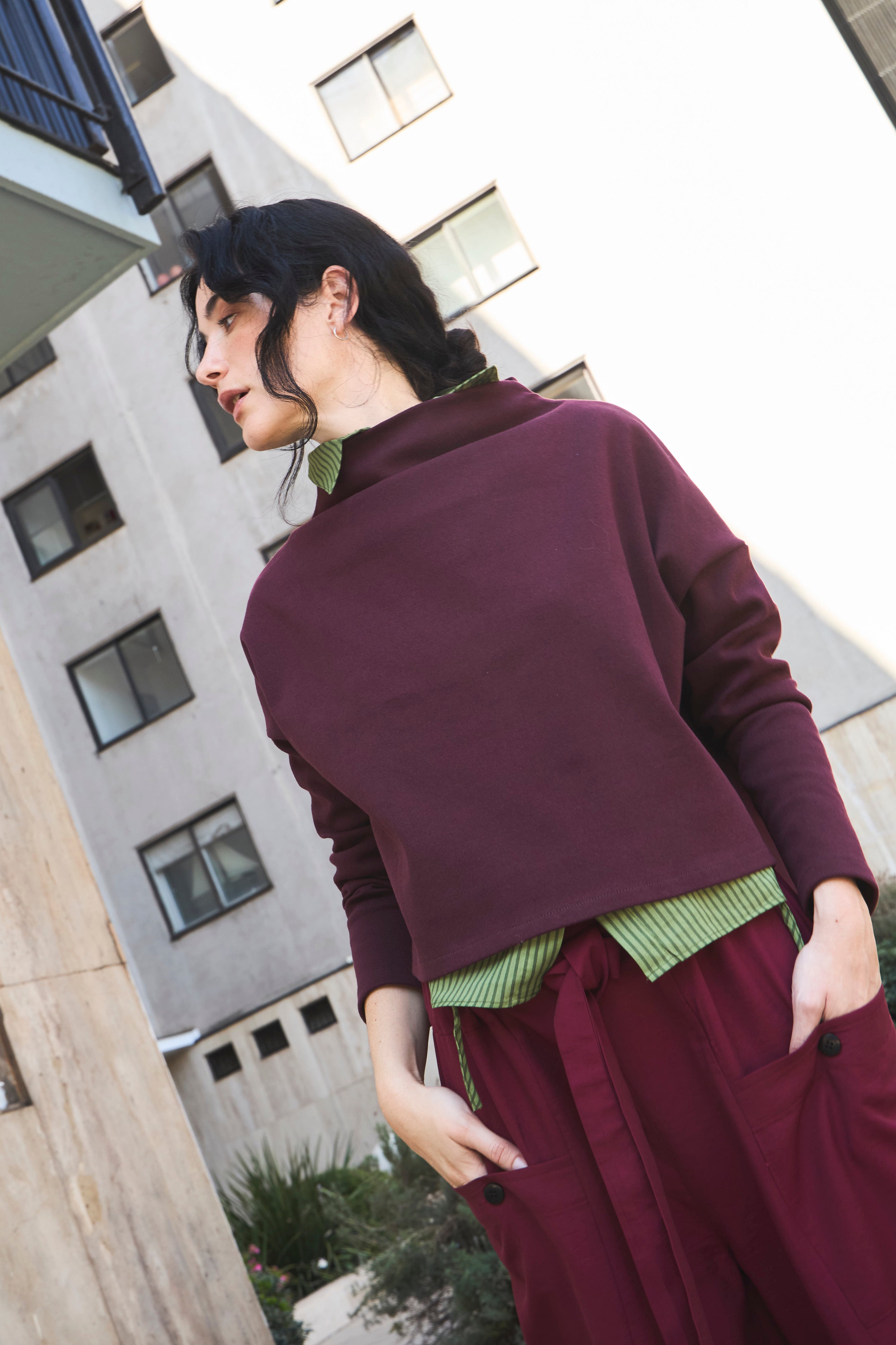 Top Polerón Abime Algodón Burdeo