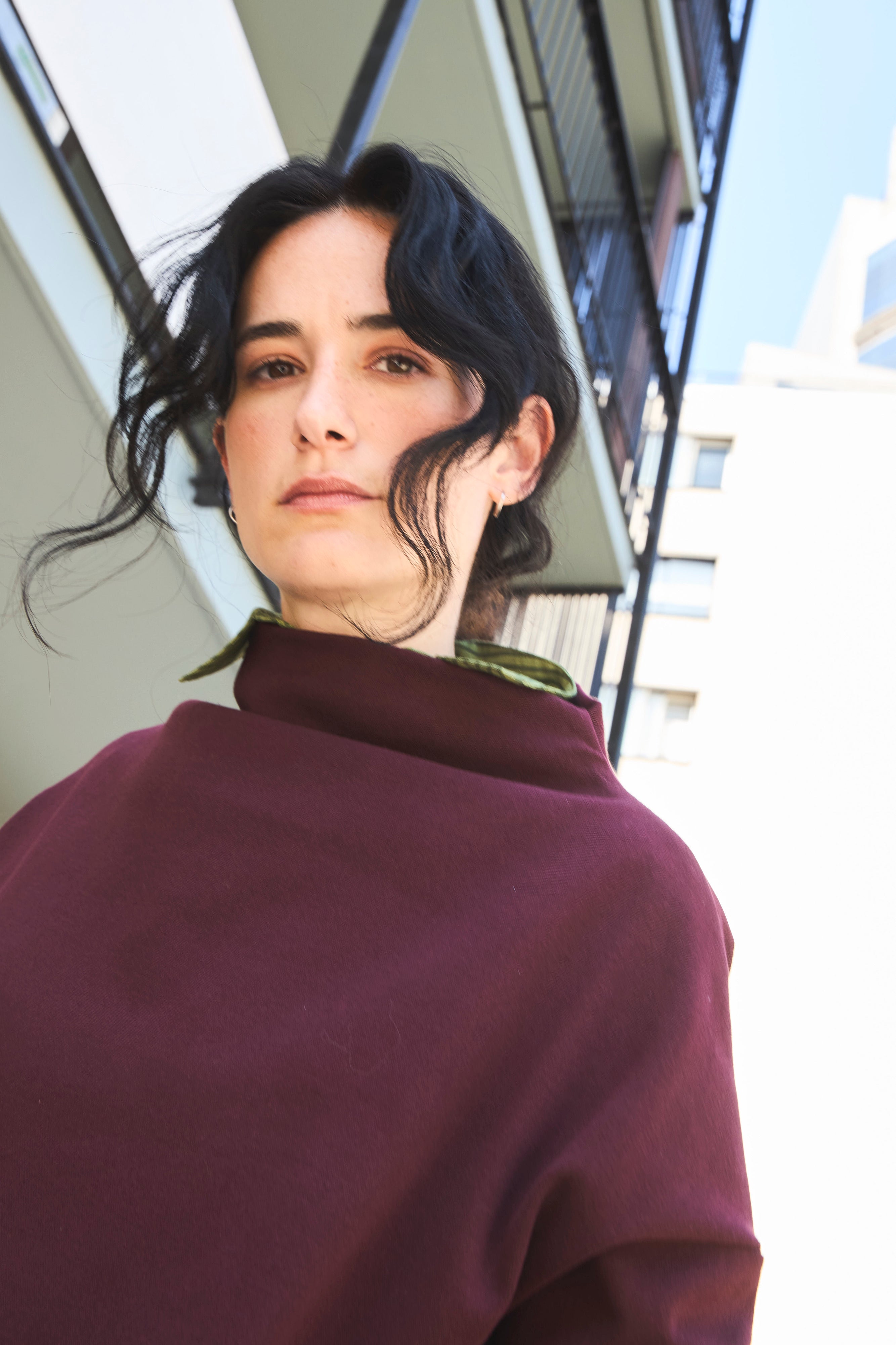 Top Polerón Abime Algodón Burdeo