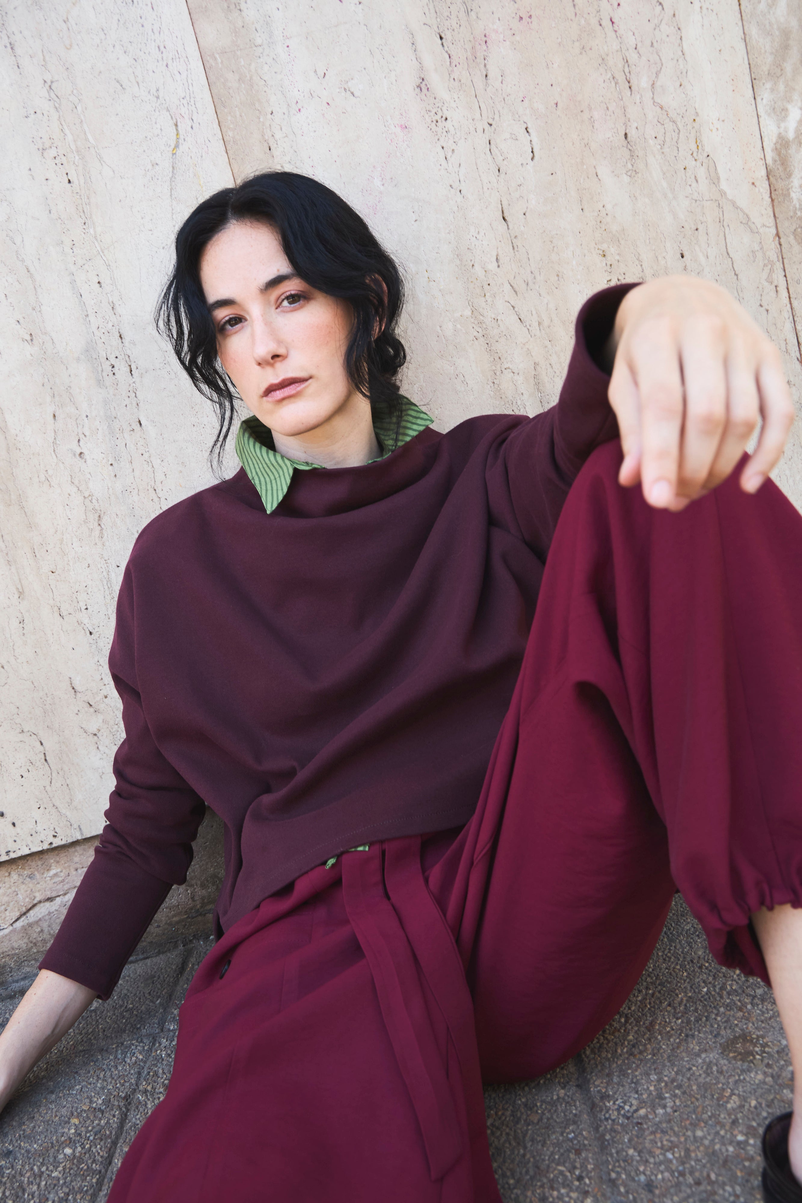 Top Polerón Abime Algodón Burdeo