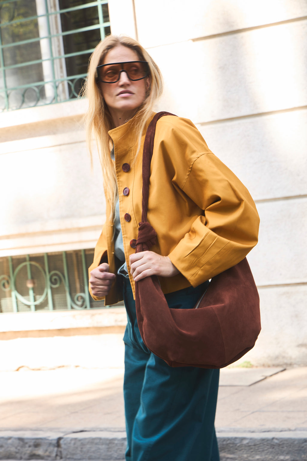 Cartera Brume 100% Gamuza Café