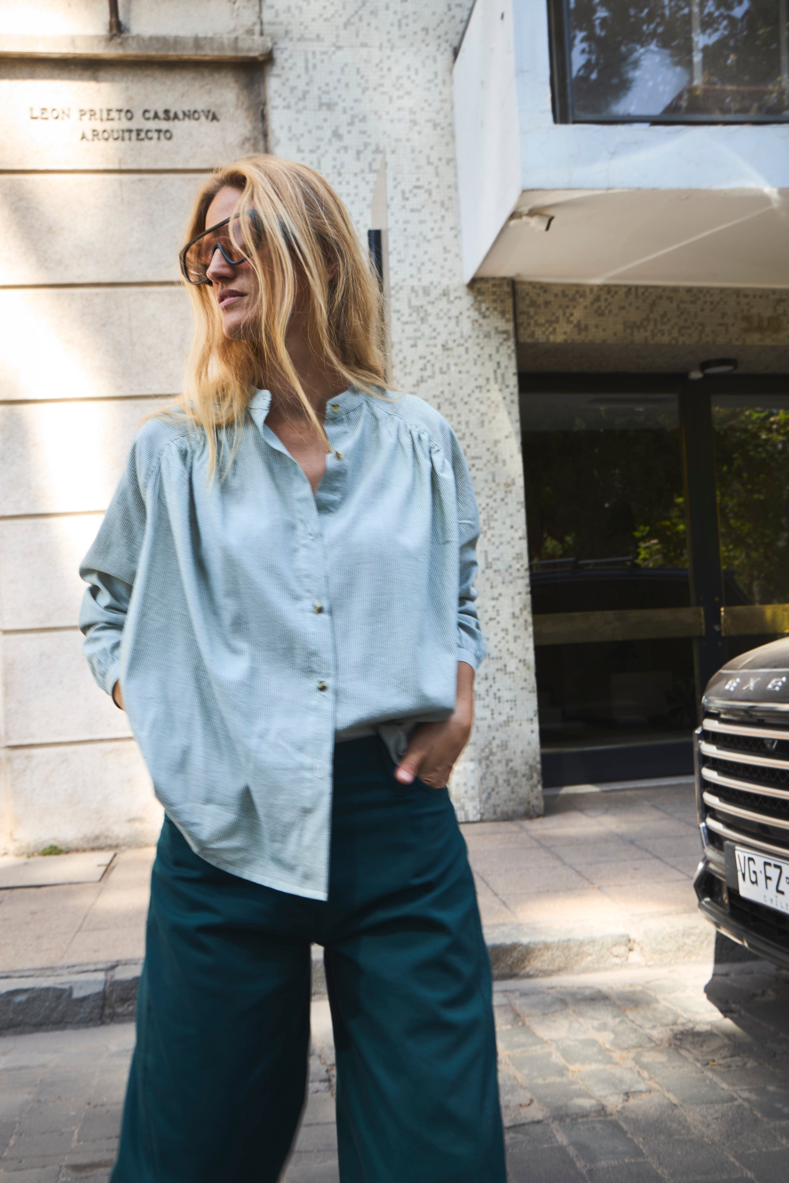 Blusa Tresor 100% Algodón Listada Verde