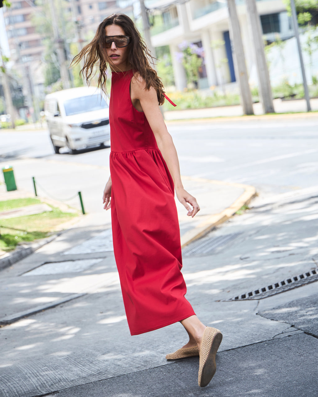 Vestido Clair Algodón Rojo