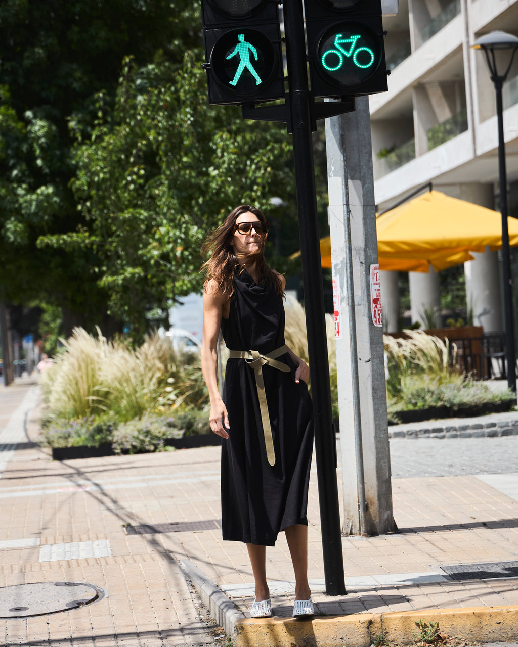 Vestido Drapeado Vie Lino Negro