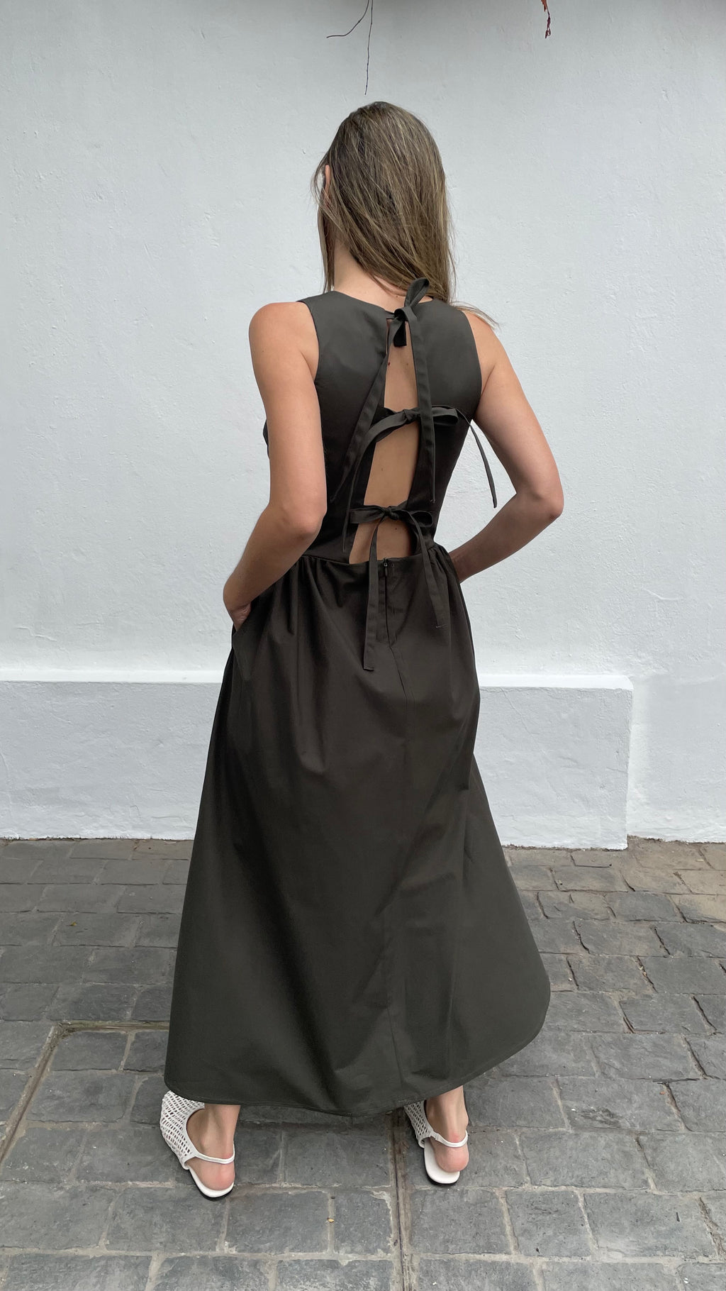 Vestido Clair Algodon Verde Musgo