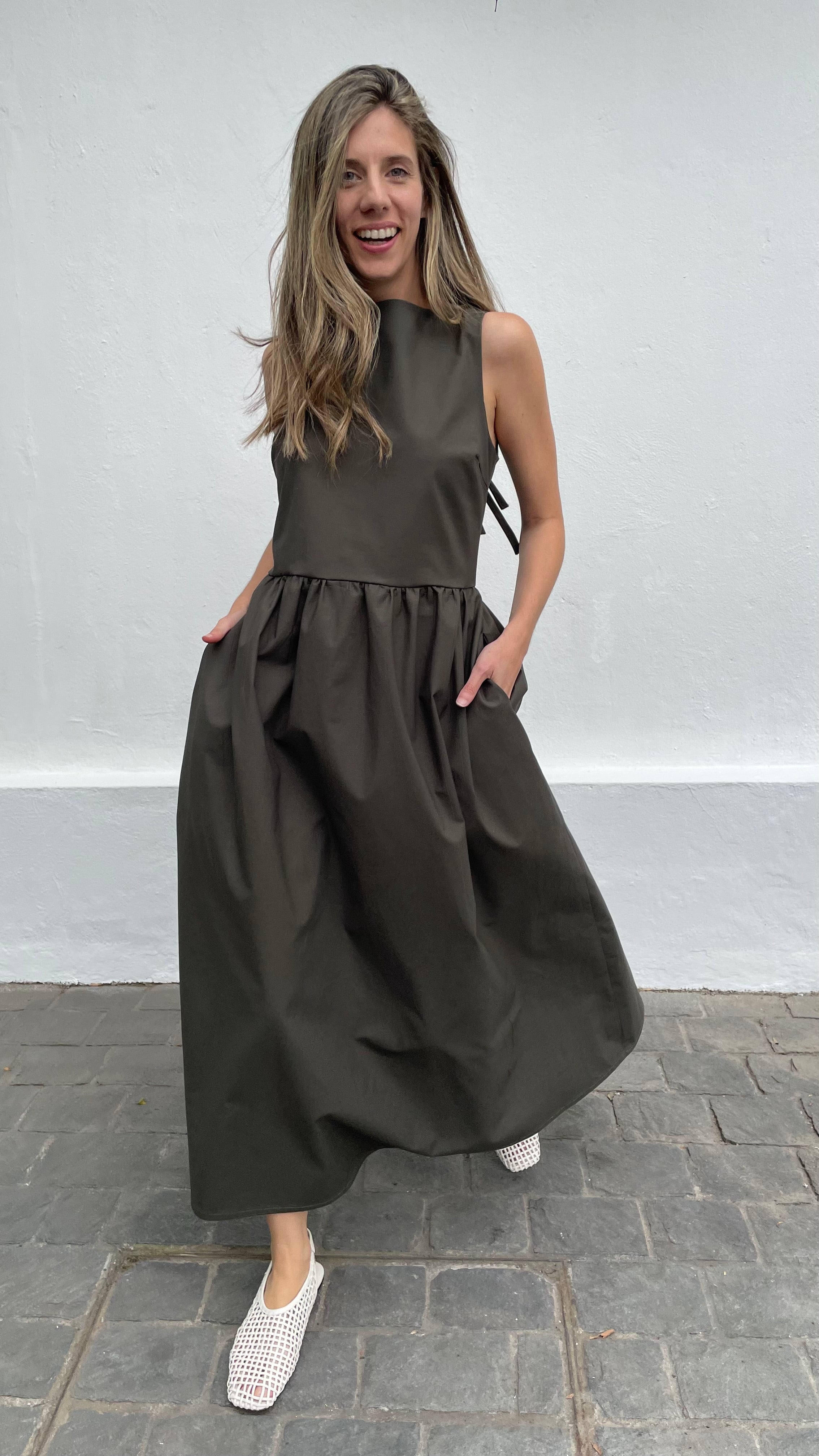 Vestido Clair Algodon Verde Musgo