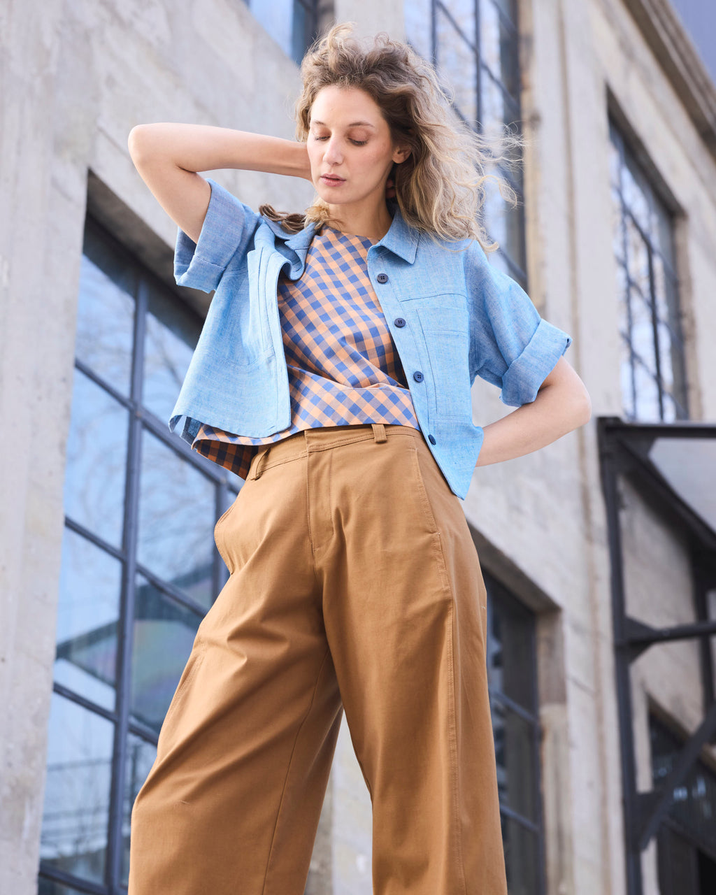 Top Meena Algodón Escocés Naranja