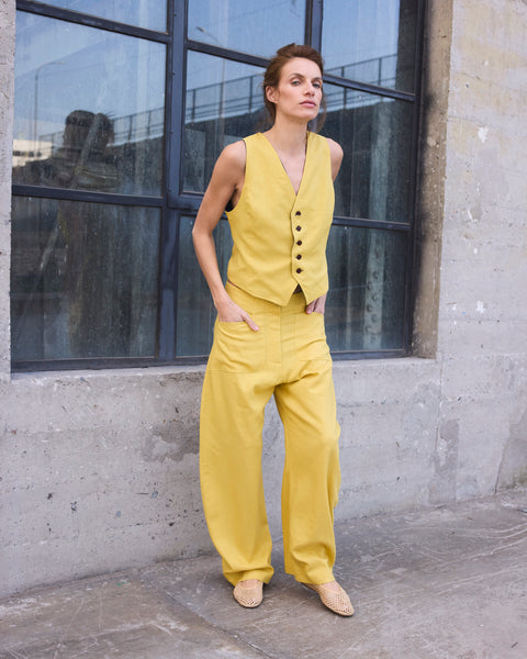 Reversible Vest Victoire Blue Linen / Lime – LAUBESTORES