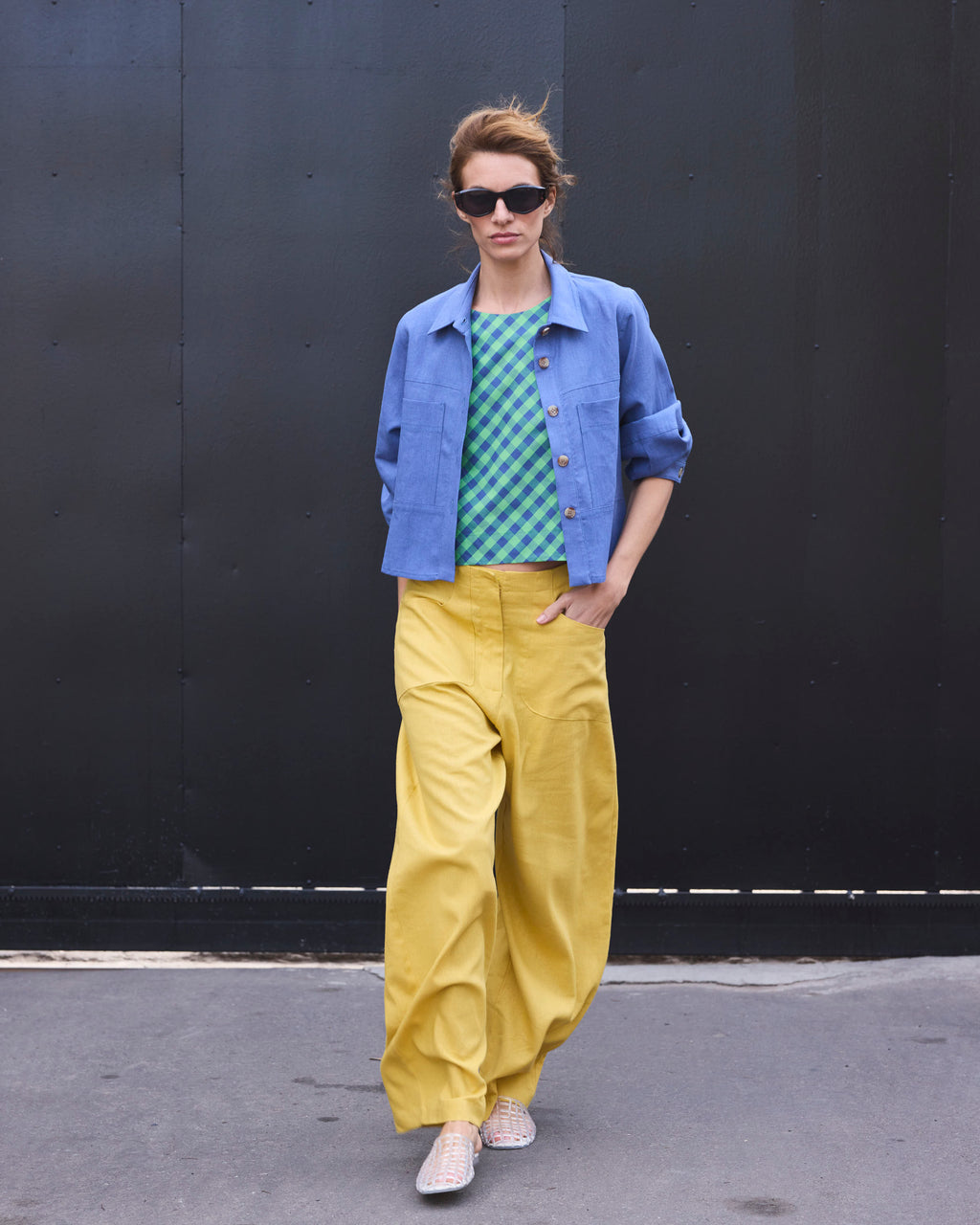 Top Meena 100% Algodón Escocés Azul