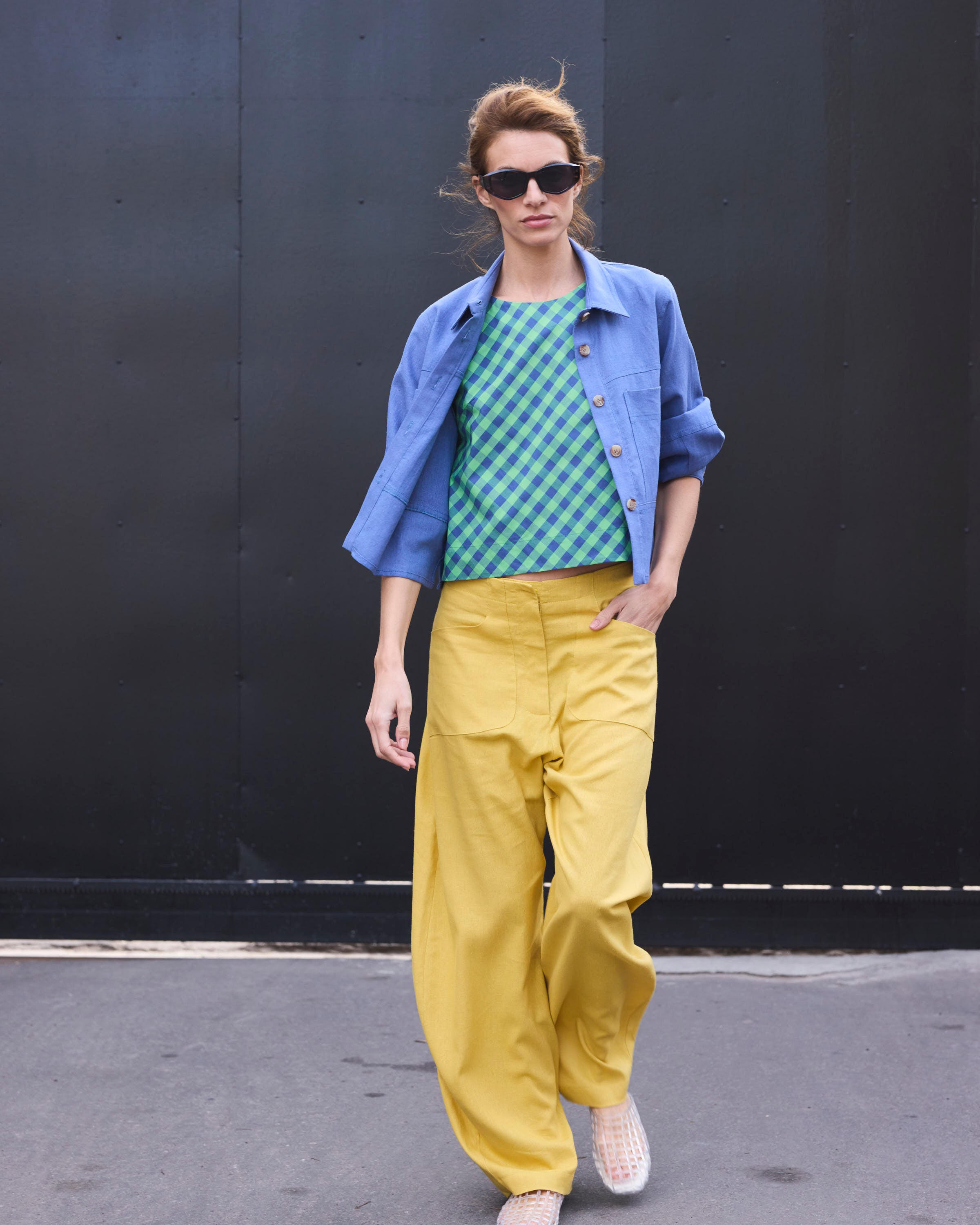 Top Meena 100% Algodón Escocés Azul