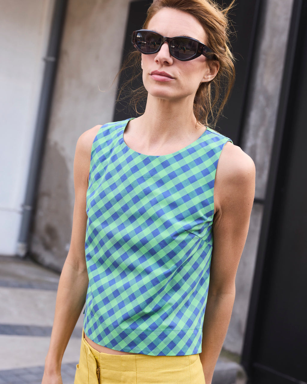 Top Meena 100% Algodón Escocés Azul