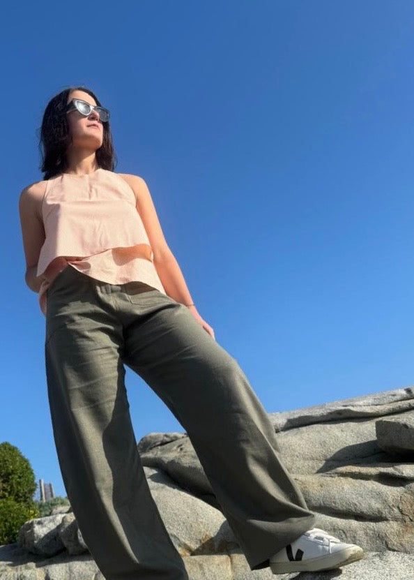 Top Klint Listado Algodón Naranja