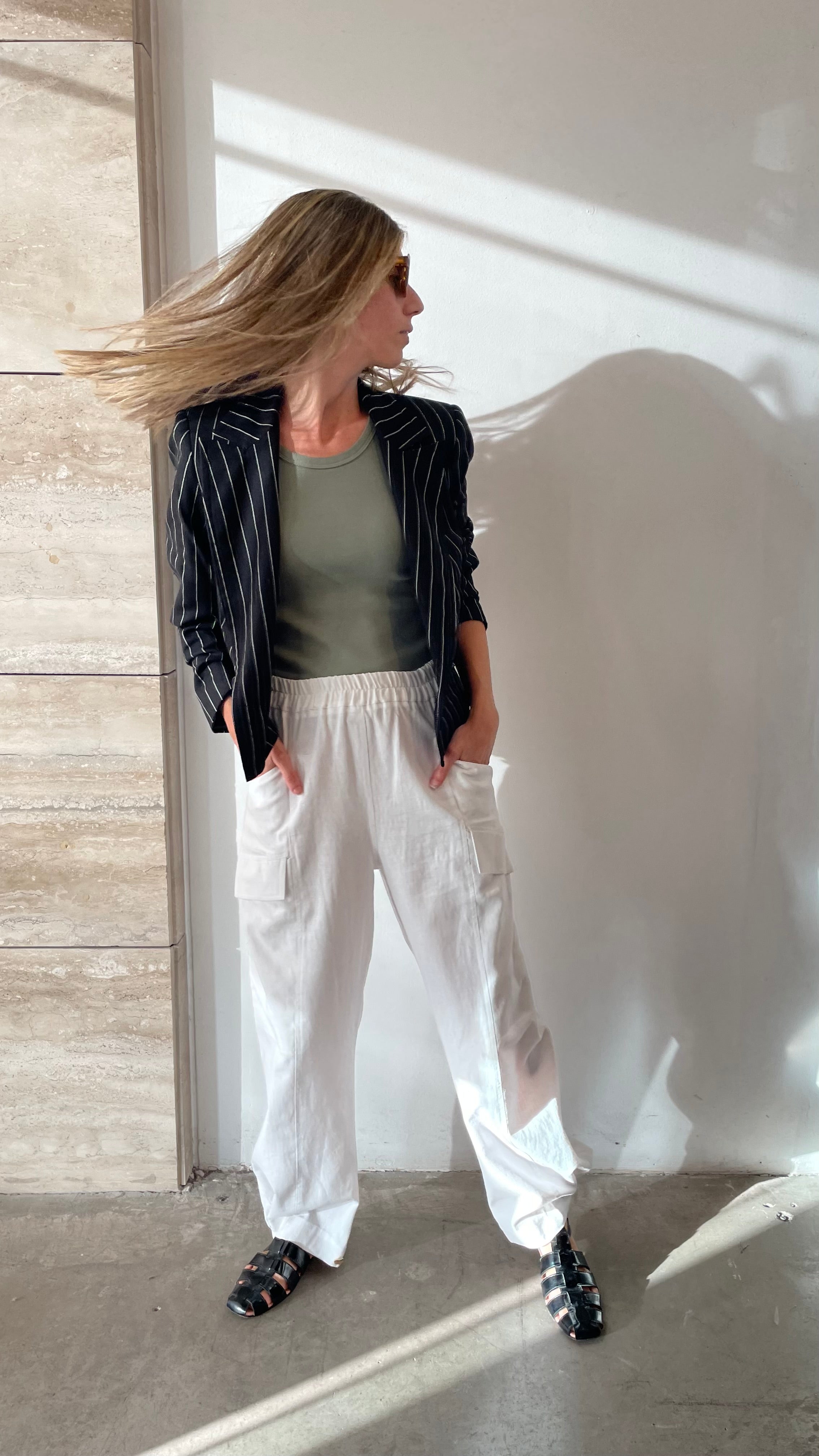 Blazer Mosela Lino Listado Negro | Limited Edition