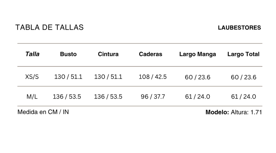 Tabla de tallas Bomber Nacre 100% Lino Azul
