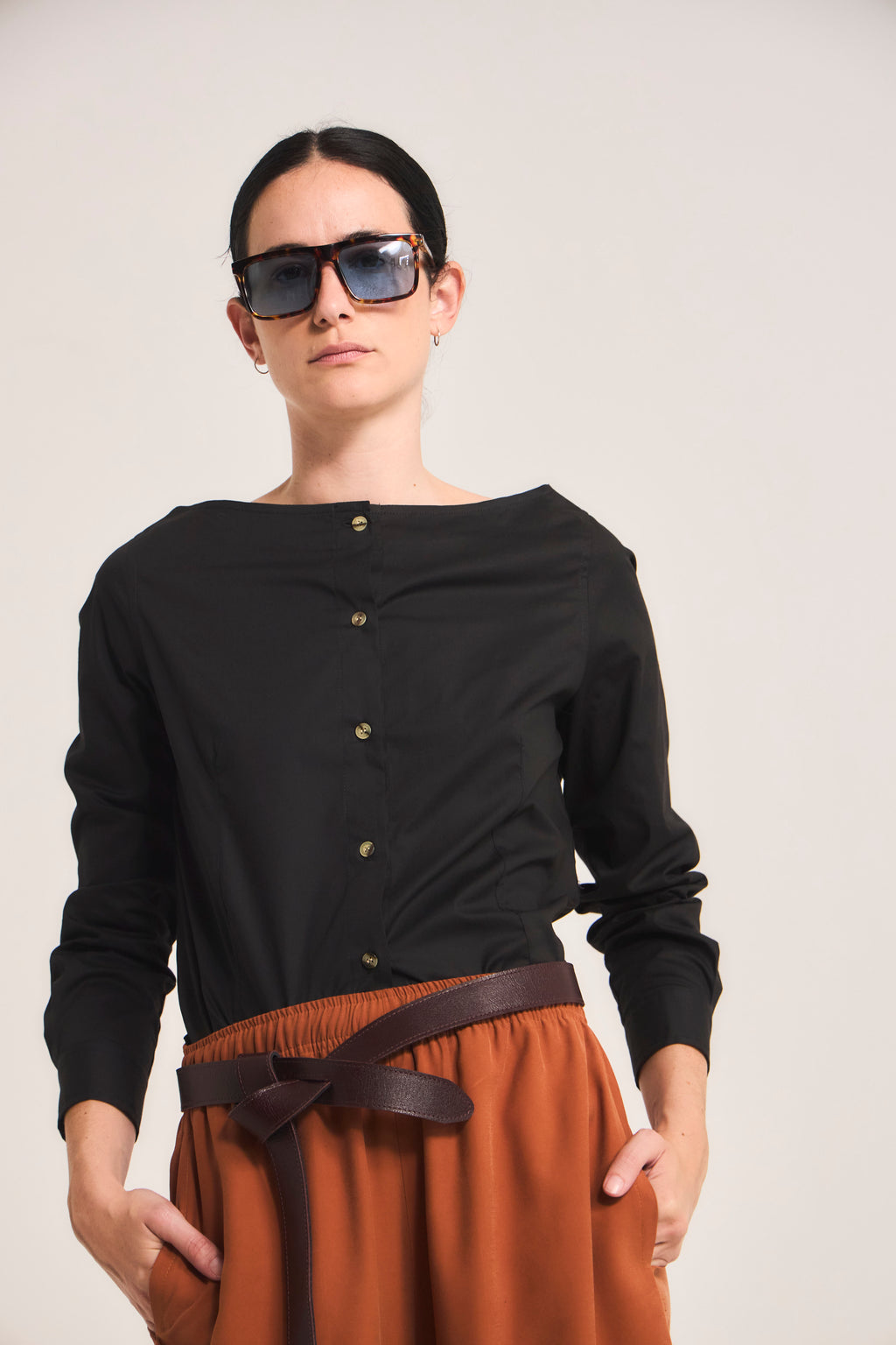 Blusa Malaise Algodón Negra