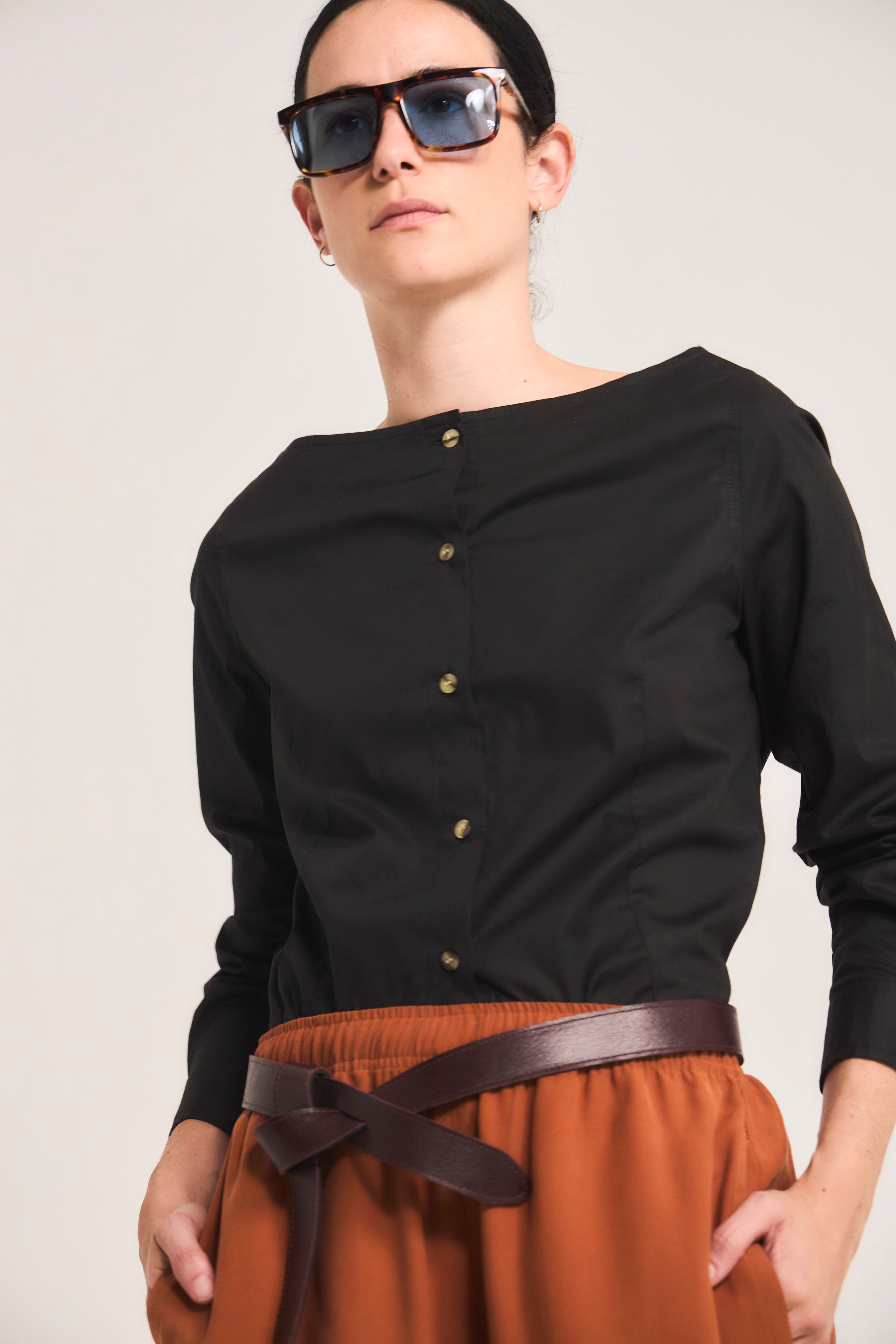 Blusa Malaise Algodón Negra