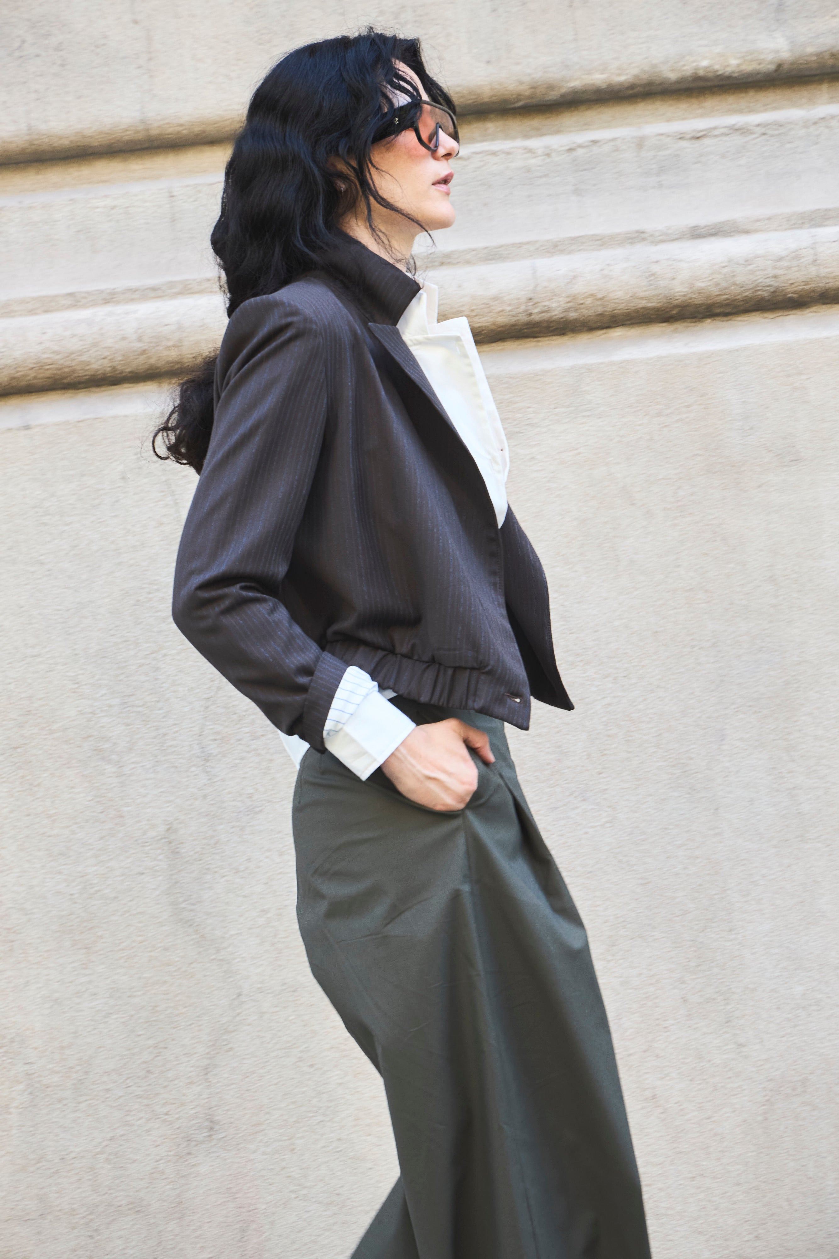 Blazer Bomber Maille Listado Café