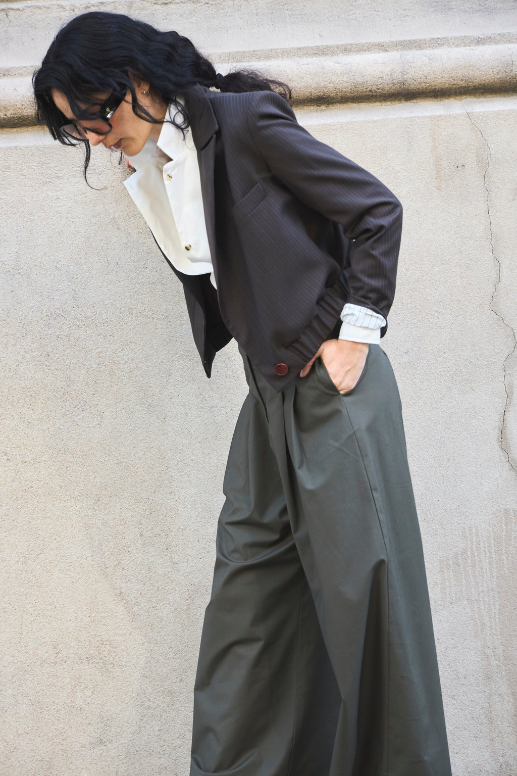 Blazer Bomber Maille Listado Café