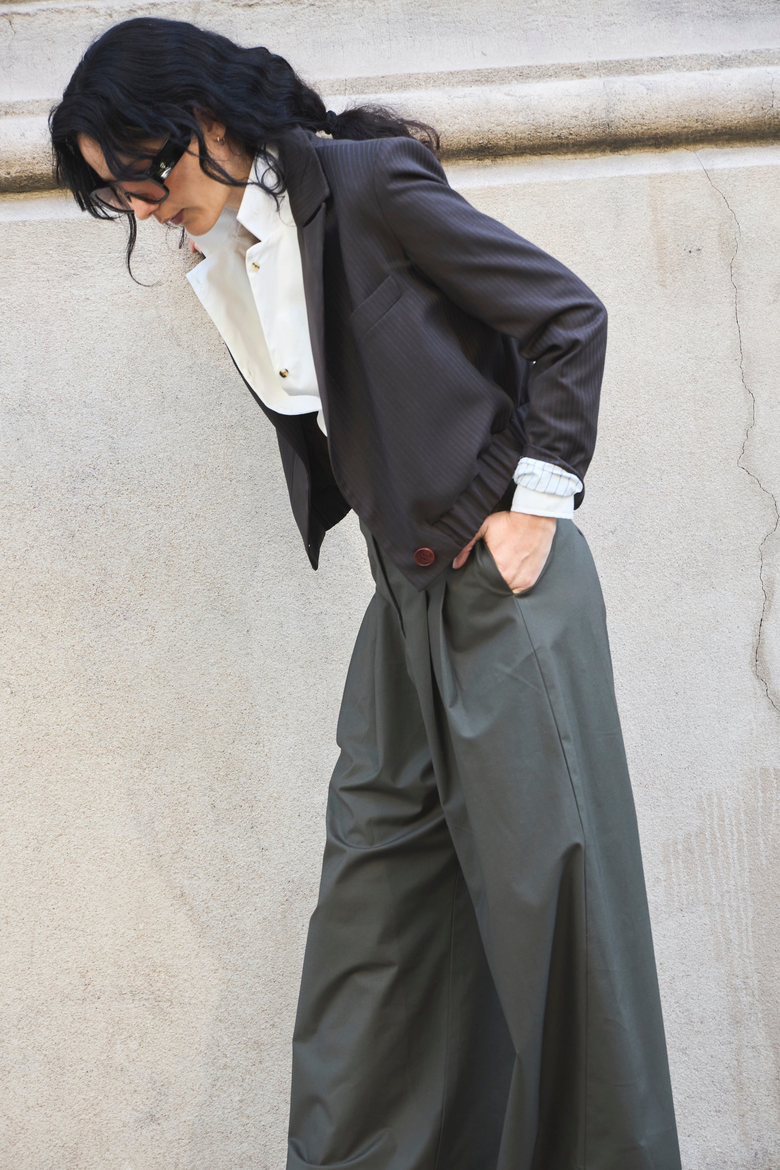 Blazer Bomber Maille Listado Café