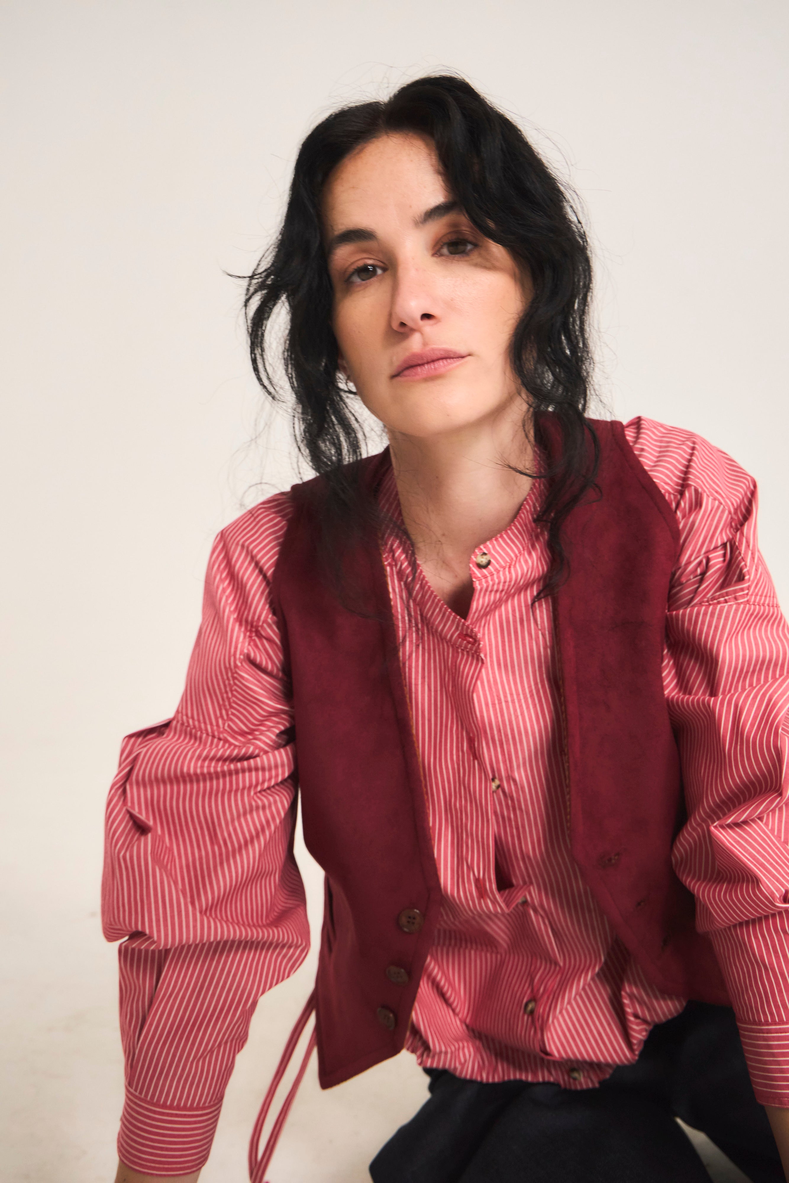 Blusa Mer Algodón Listada Roja