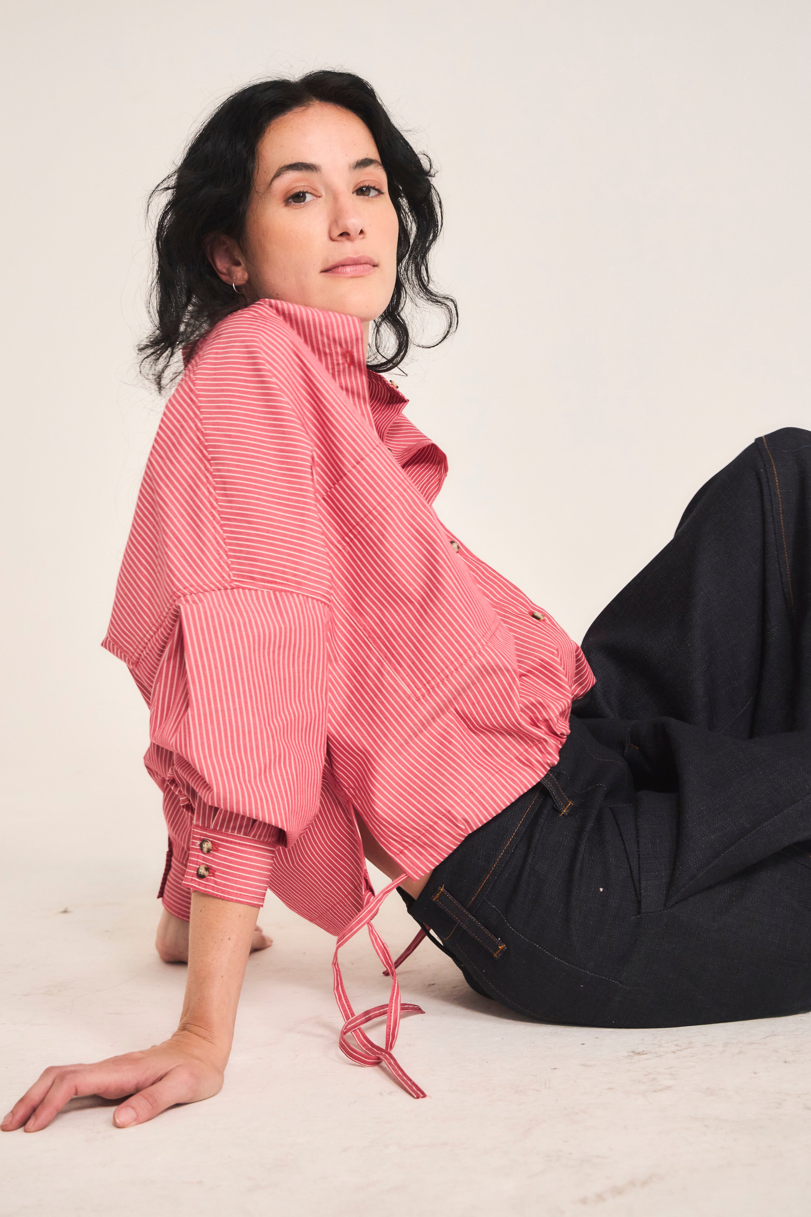 Blusa Mer Algodón Listada Roja