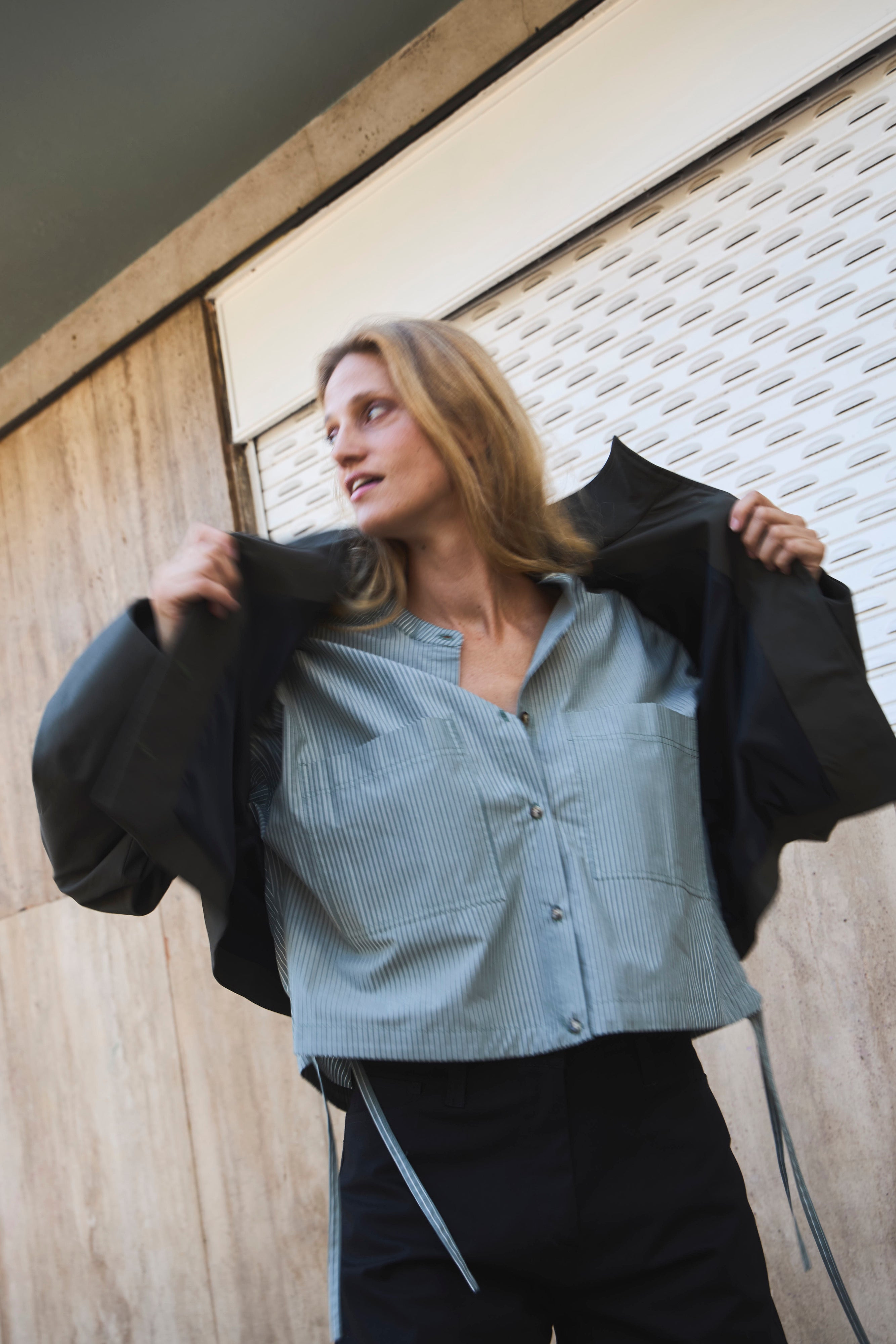 Blusa Mer 100% Algodón Listada Verde