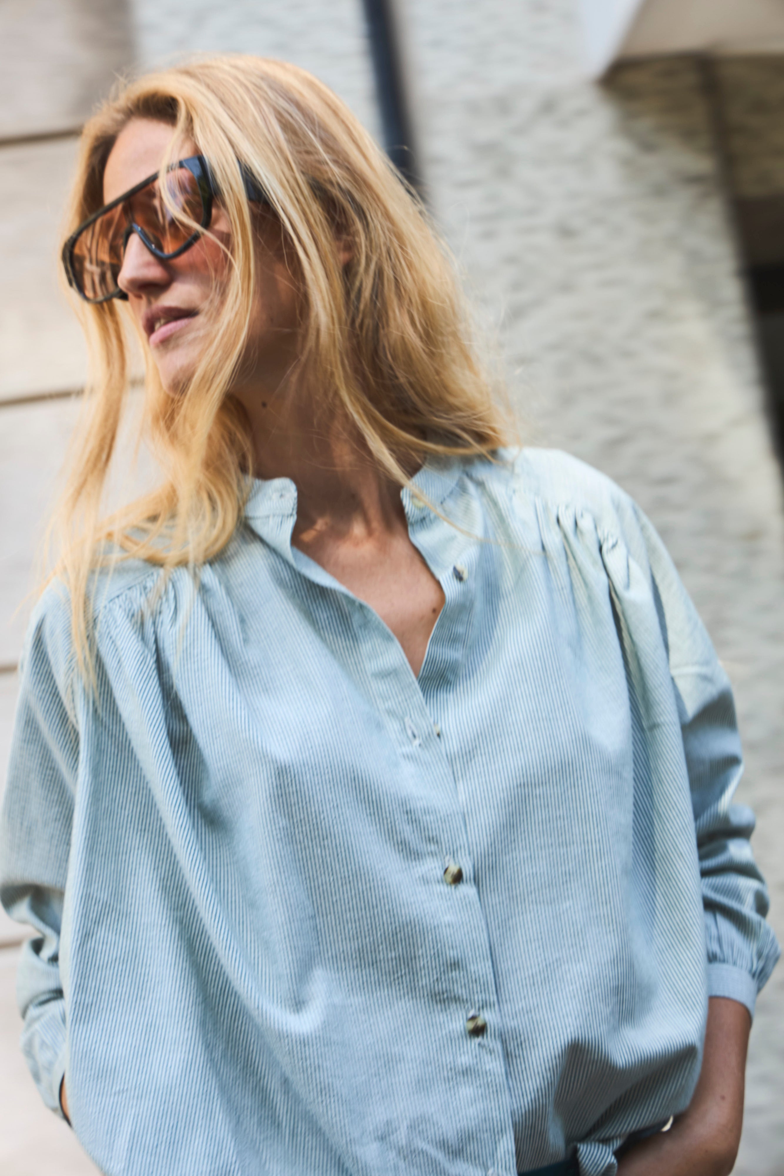 Blusa Tresor 100% Algodón Listada Verde