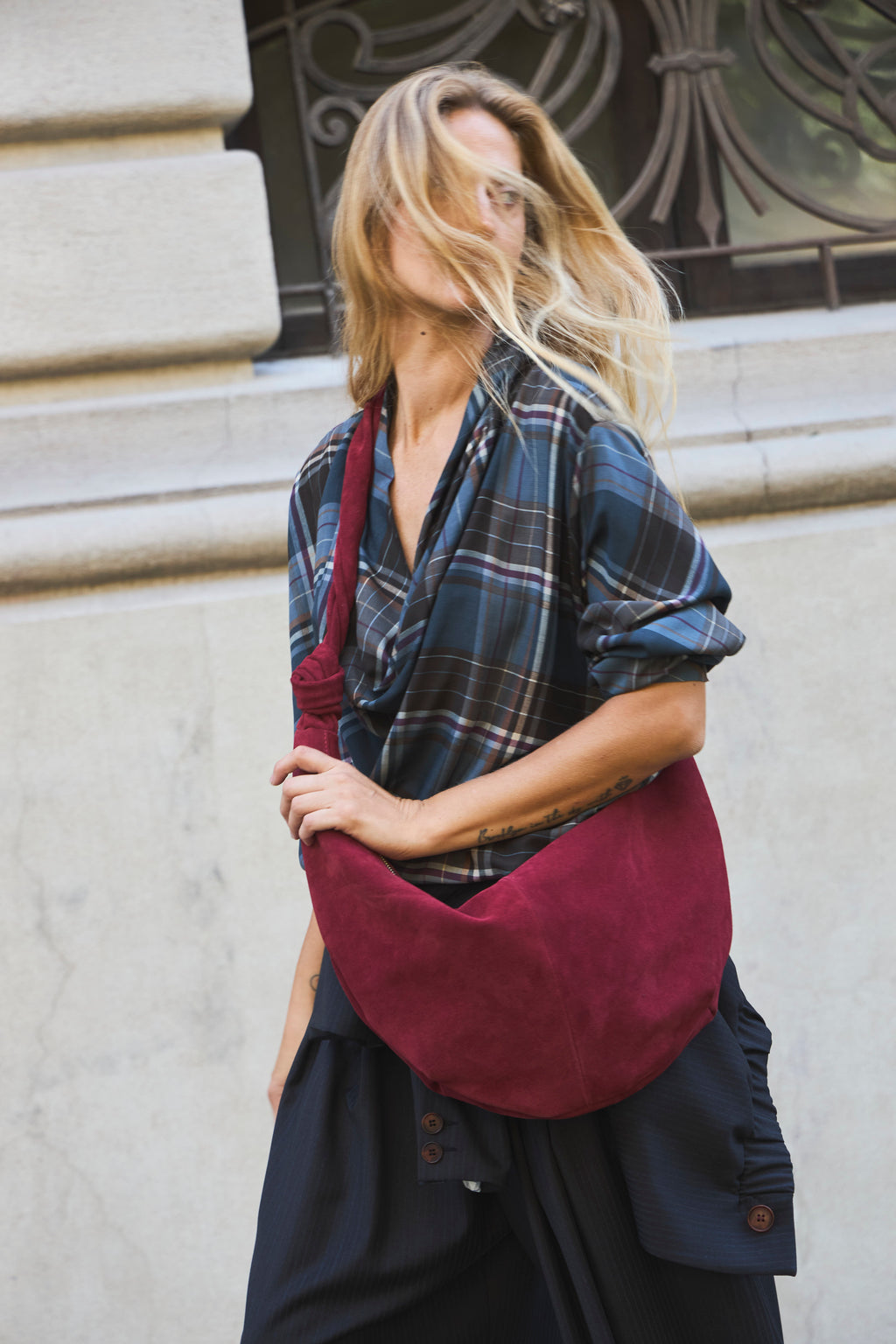 Cartera Brume Gamuza Burdeo