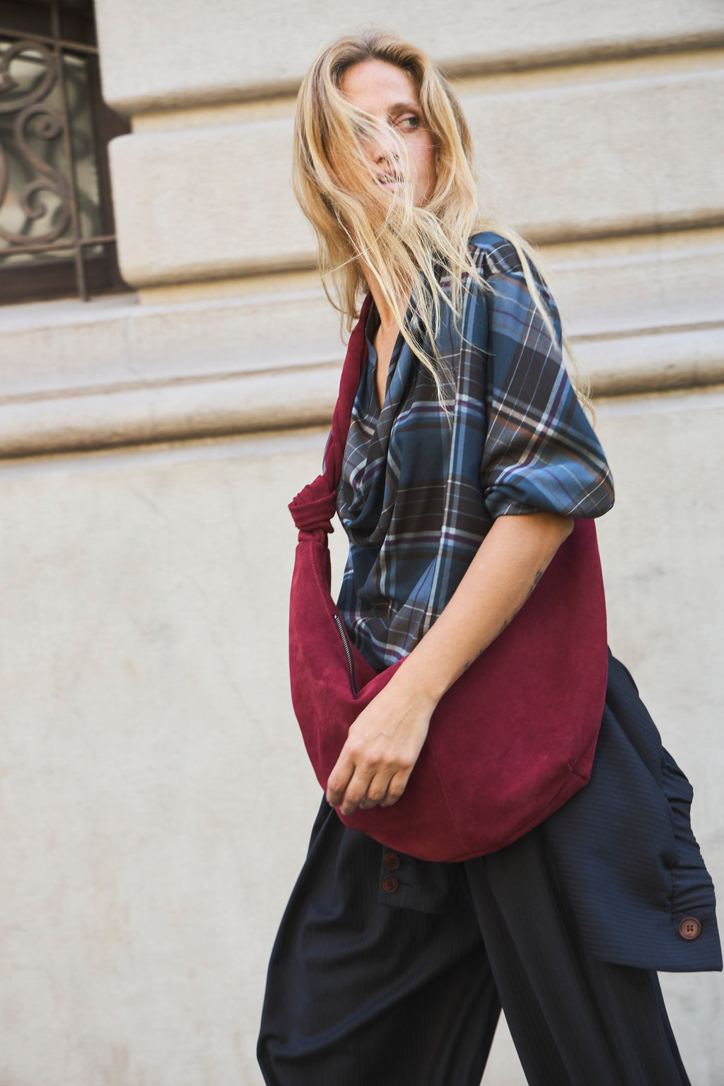 Cartera Brume Gamuza Burdeo