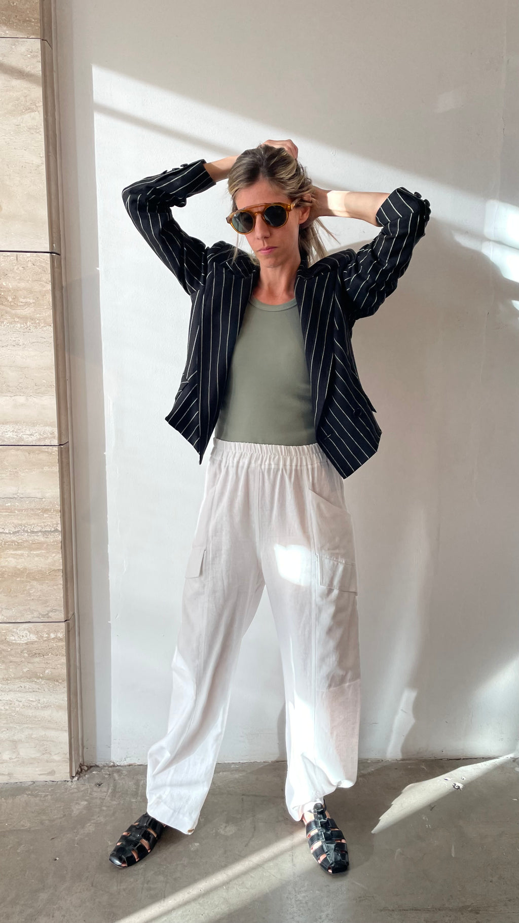 Blazer Mosela Lino Listado Negro | Limited Edition